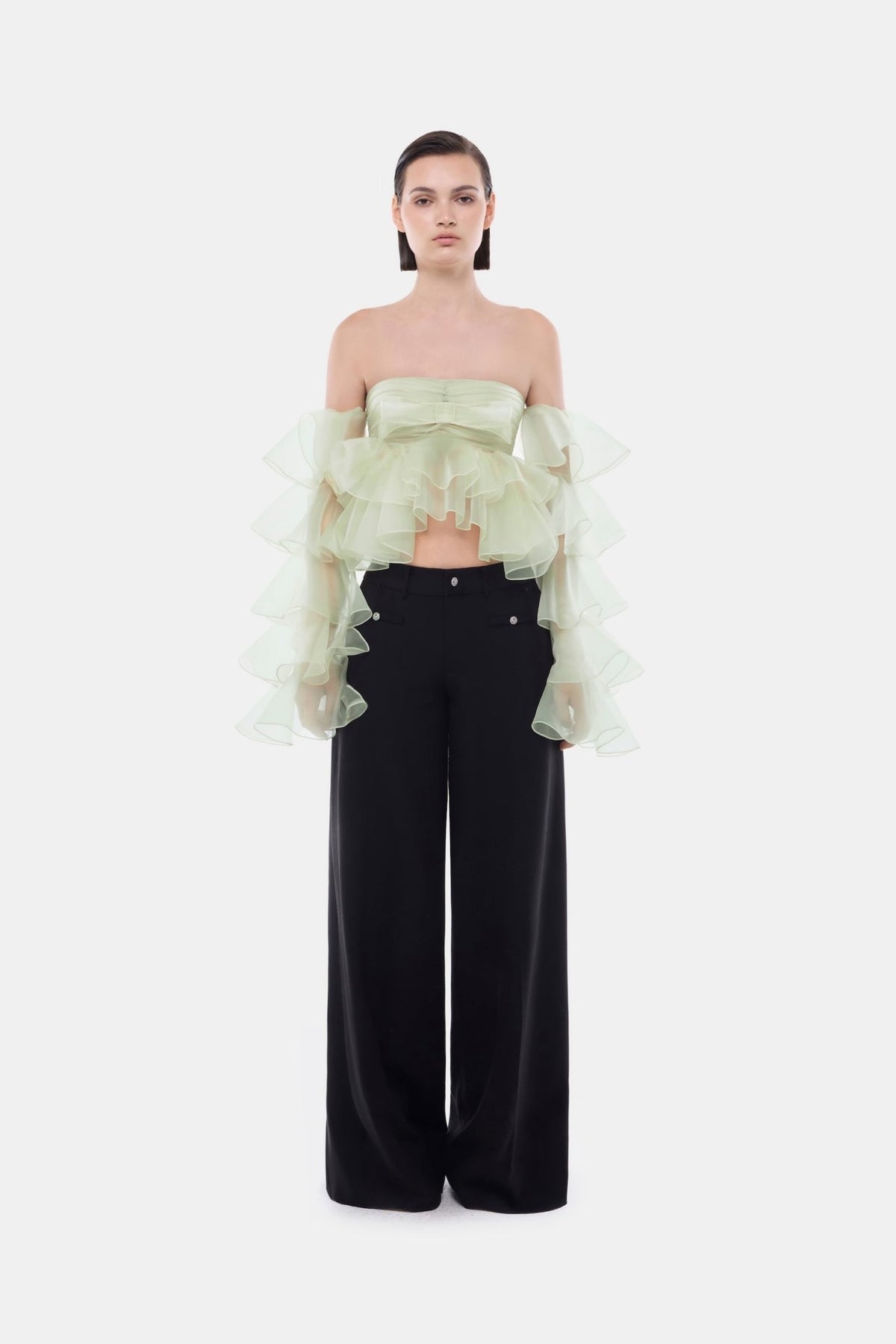 Mint Frill Organza Crop Top - Montsand