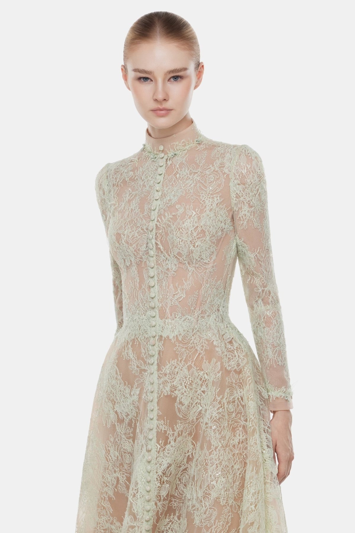 Mint Lace Botton Front Dress - Montsand
