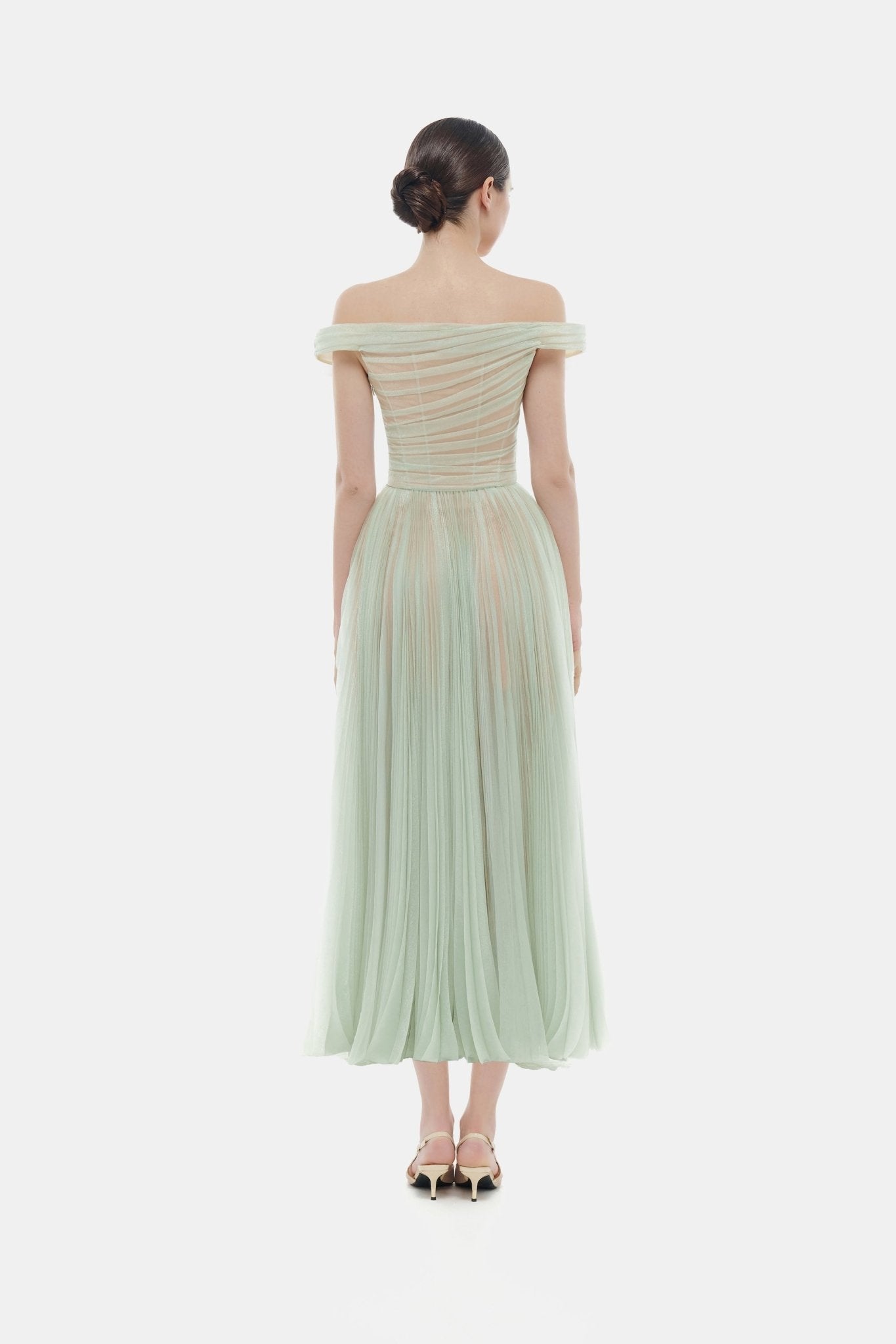 Mint Off - shoulder Midi Dress - Montsand