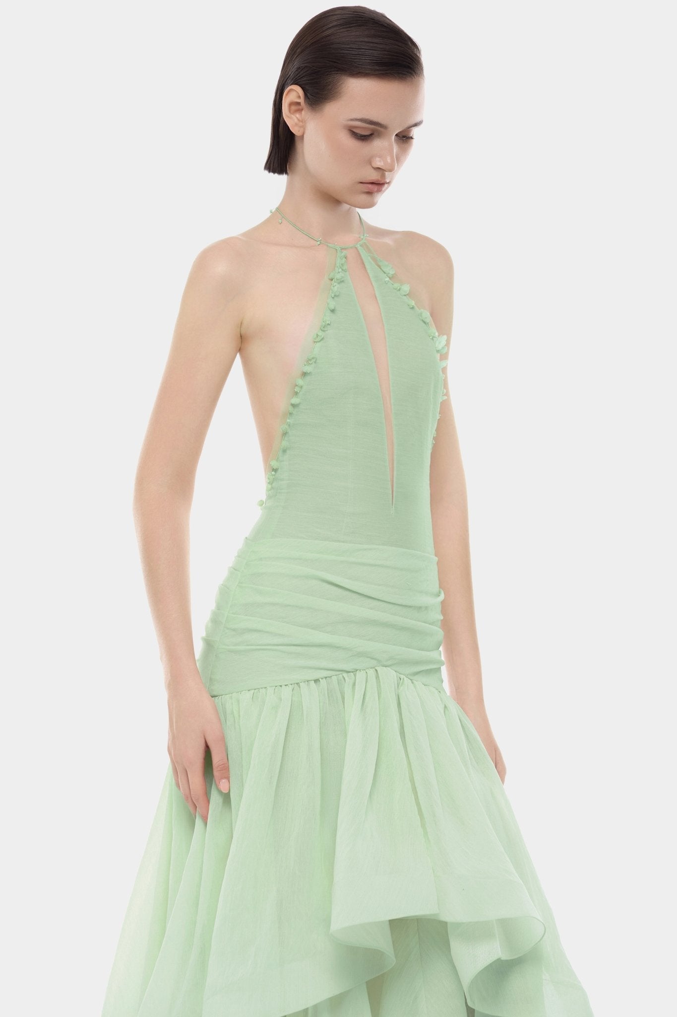 Mint Open-Back Halter Dress – Montsand