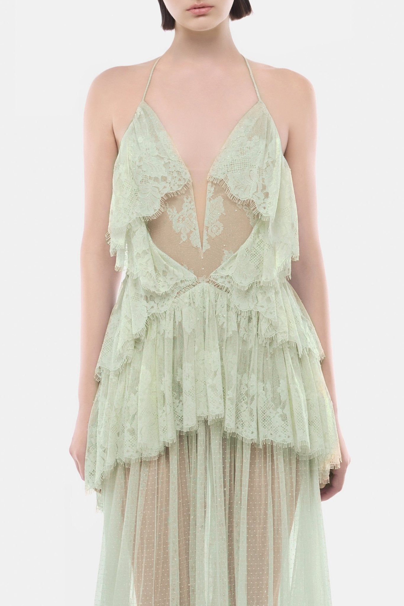 Mint Open - Back Tiered Mesh Dress - Montsand