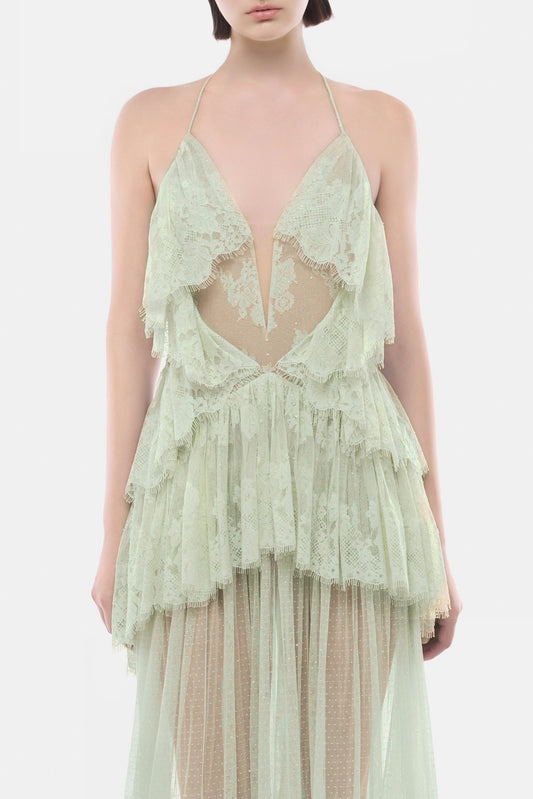 Mint Open - Back Tiered Mesh Dress - Montsand