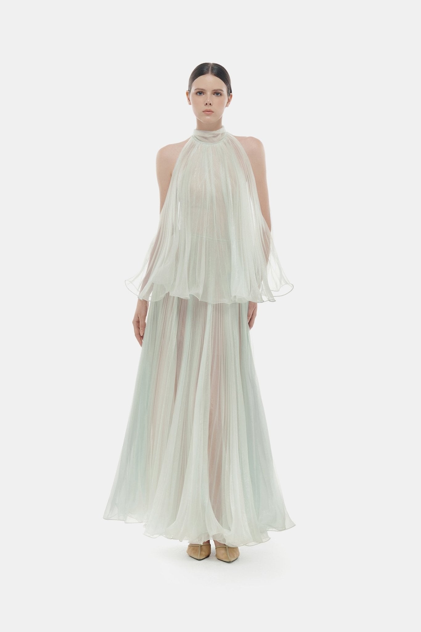 pleated dress canada Tassel Hem Belted Pleated Dress