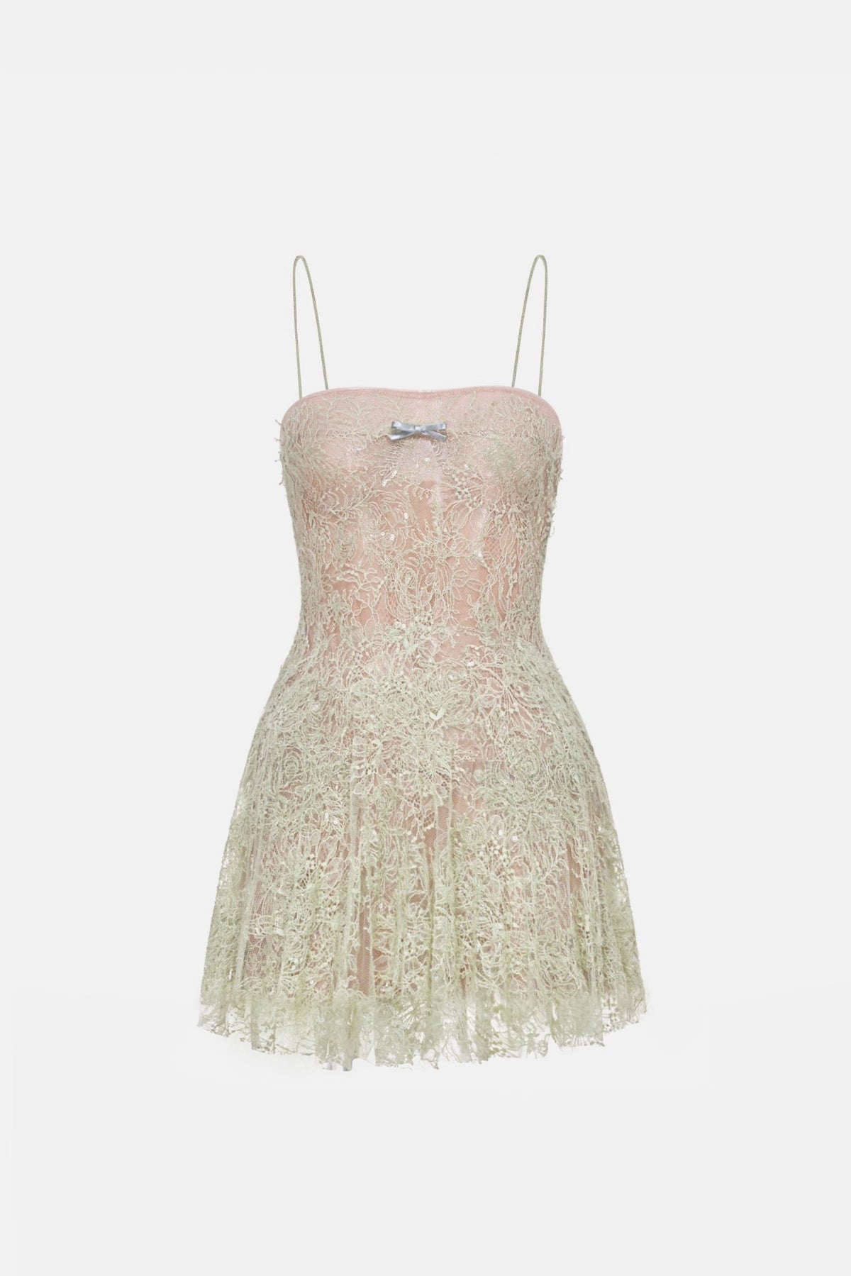 Mint Straight Neckline Pleat Mini Dress - Montsand