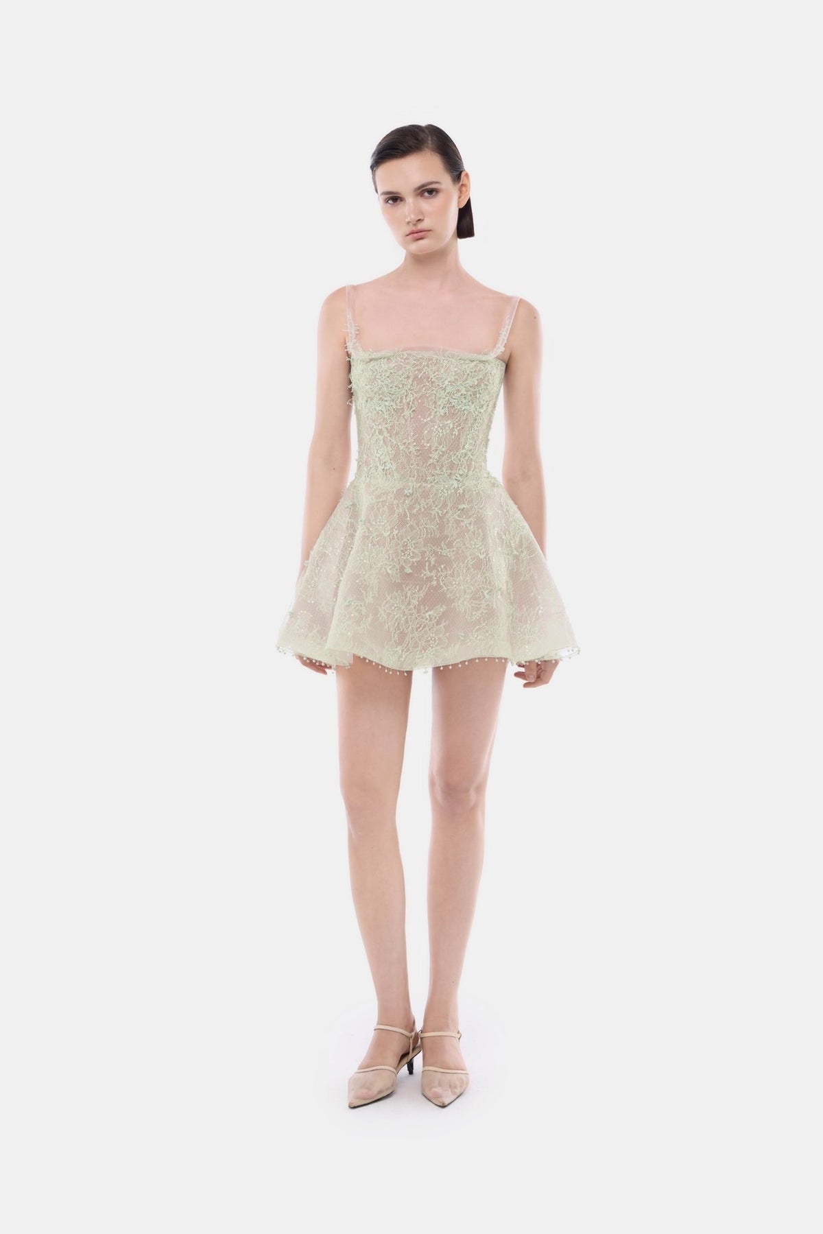 Mint Straight Neckline Skater Dress - Montsand