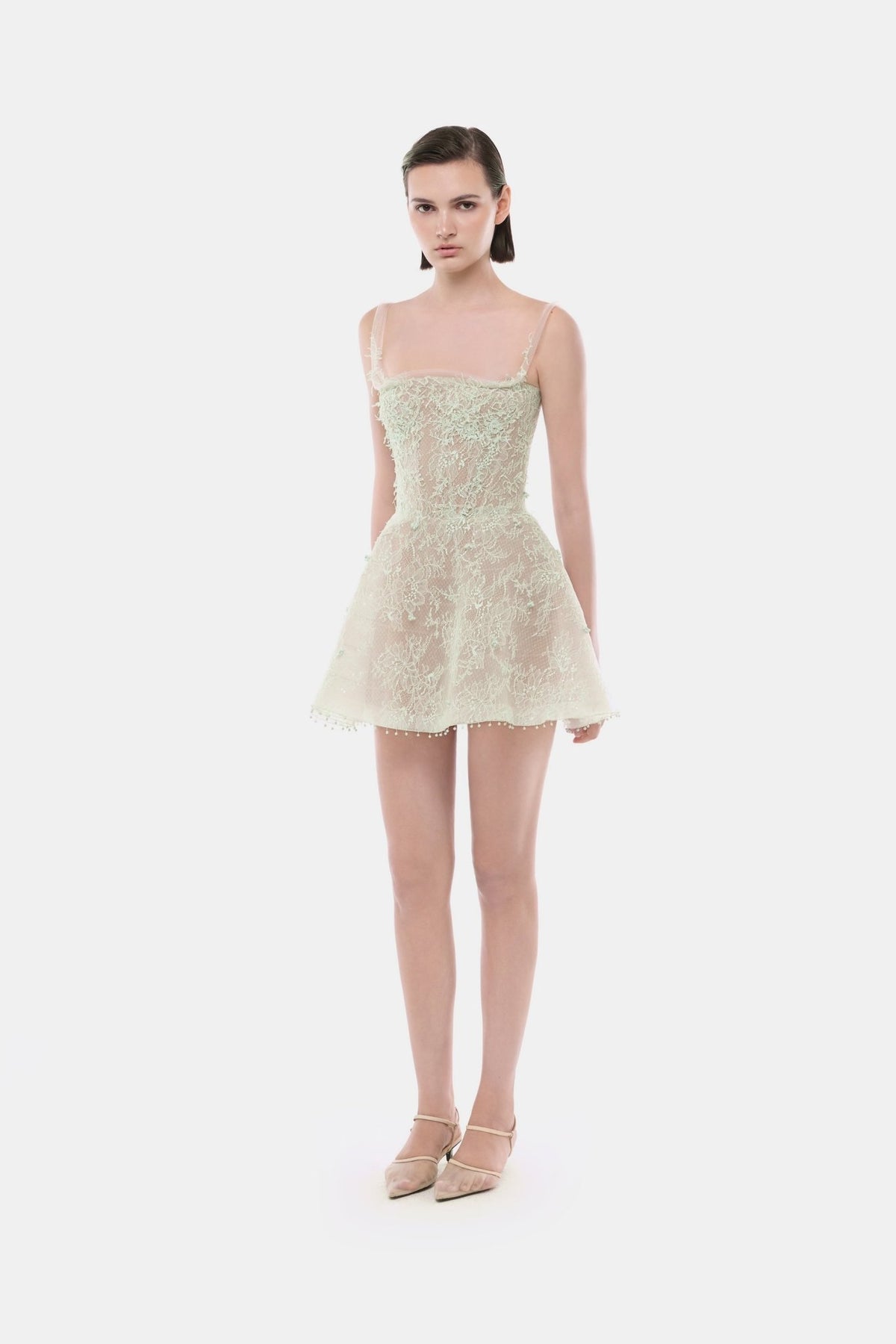 Mint Straight Neckline Skater Dress - Montsand