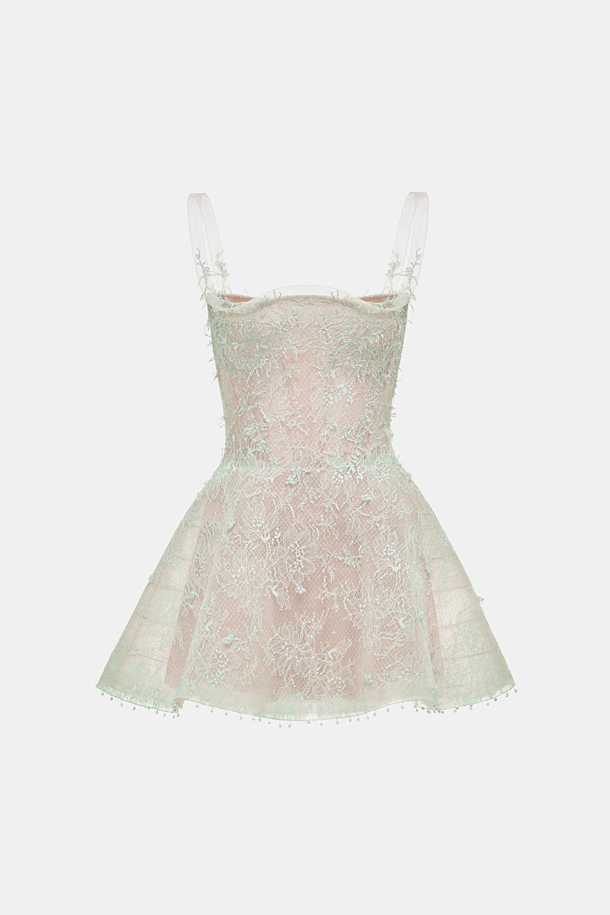 Mint Straight Neckline Skater Dress - Montsand