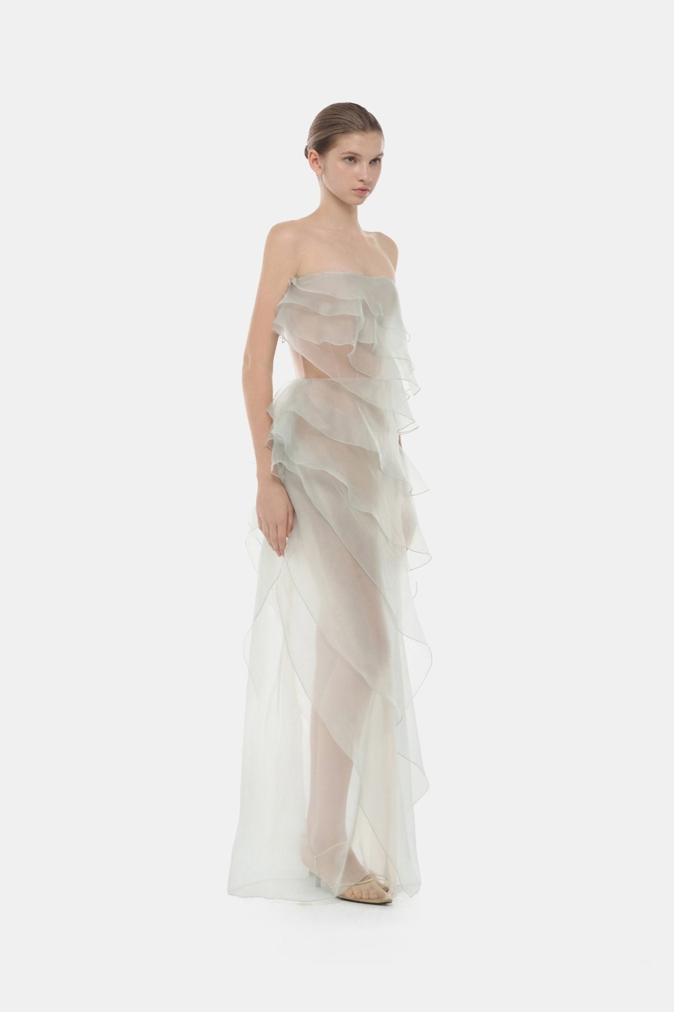Mint Tiered Strapless Dress - Montsand