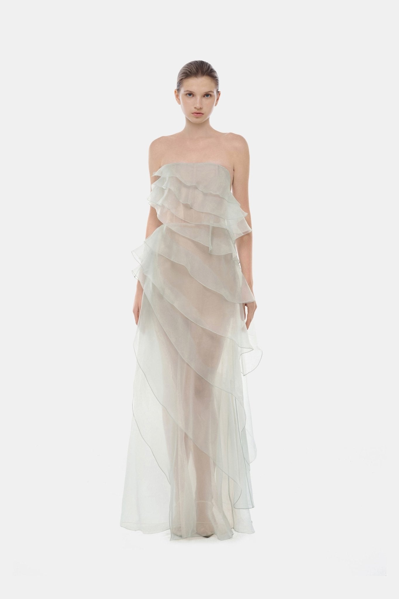 Mint Tiered Strapless Dress - Montsand