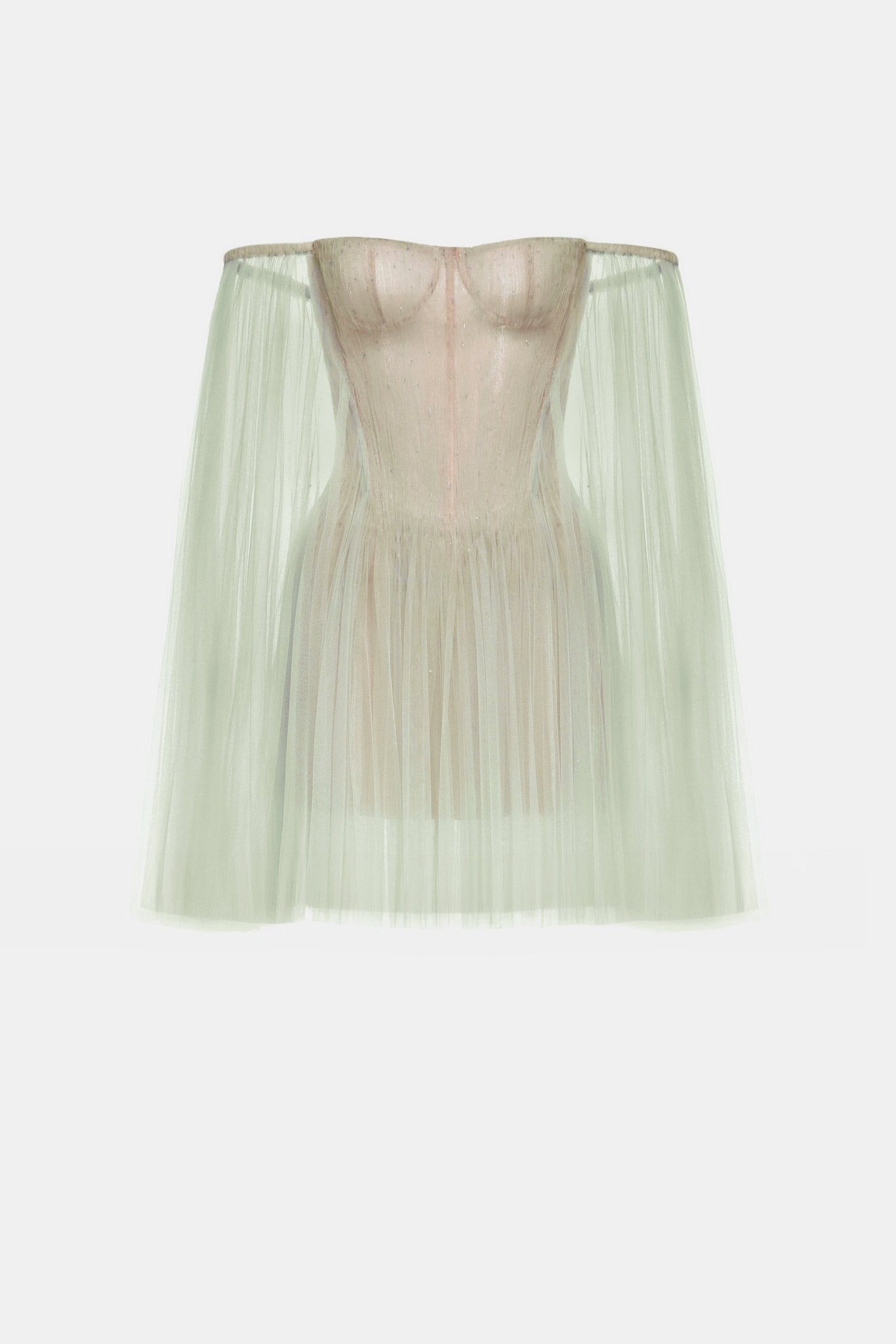 Mint Tulle Off - shoulder Mini Dress - Montsand