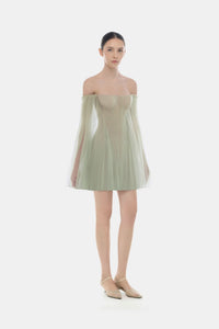 Mint Tulle Off - shoulder Mini Dress - Montsand
