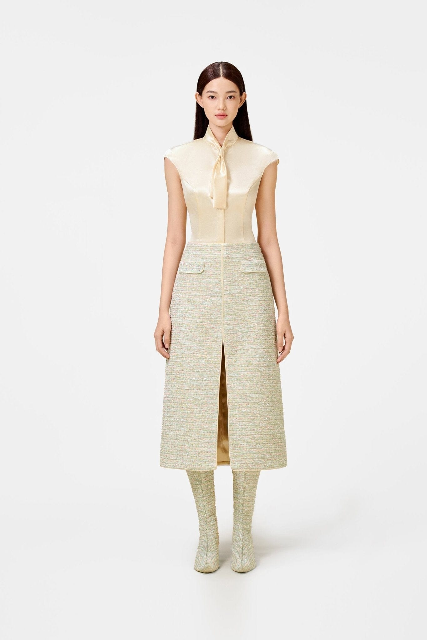 Mint Tweed A - Line Skirt - Montsand