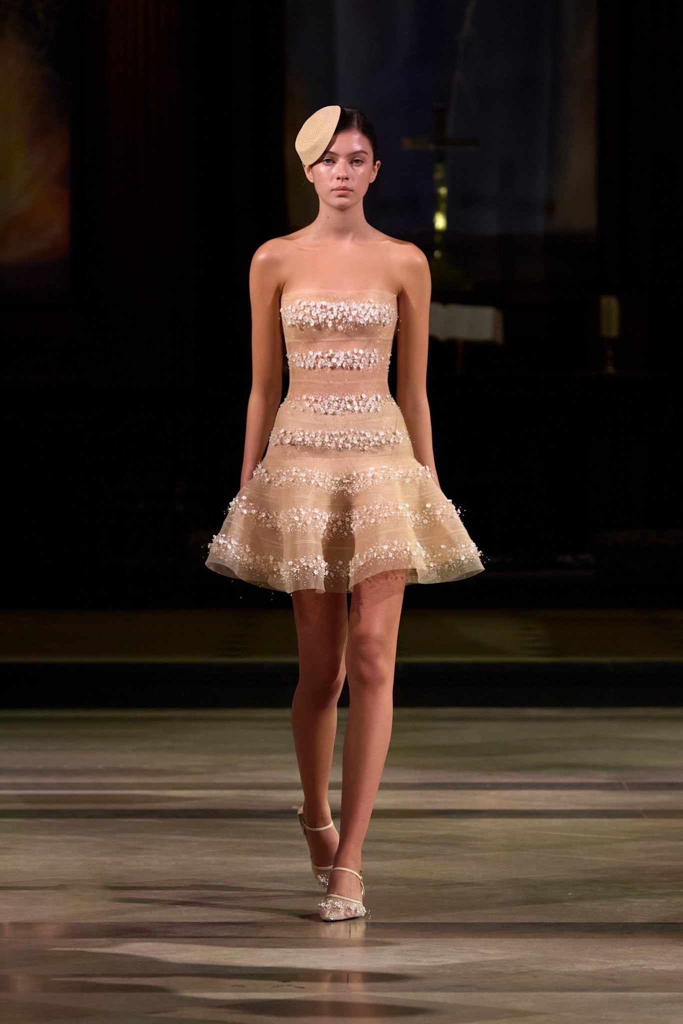 Nude 3D Floral Skater Dress - Montsand