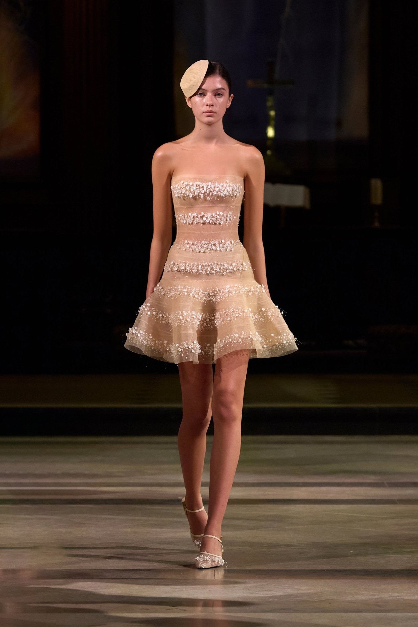 Nude 3D Floral Skater Dress - Montsand