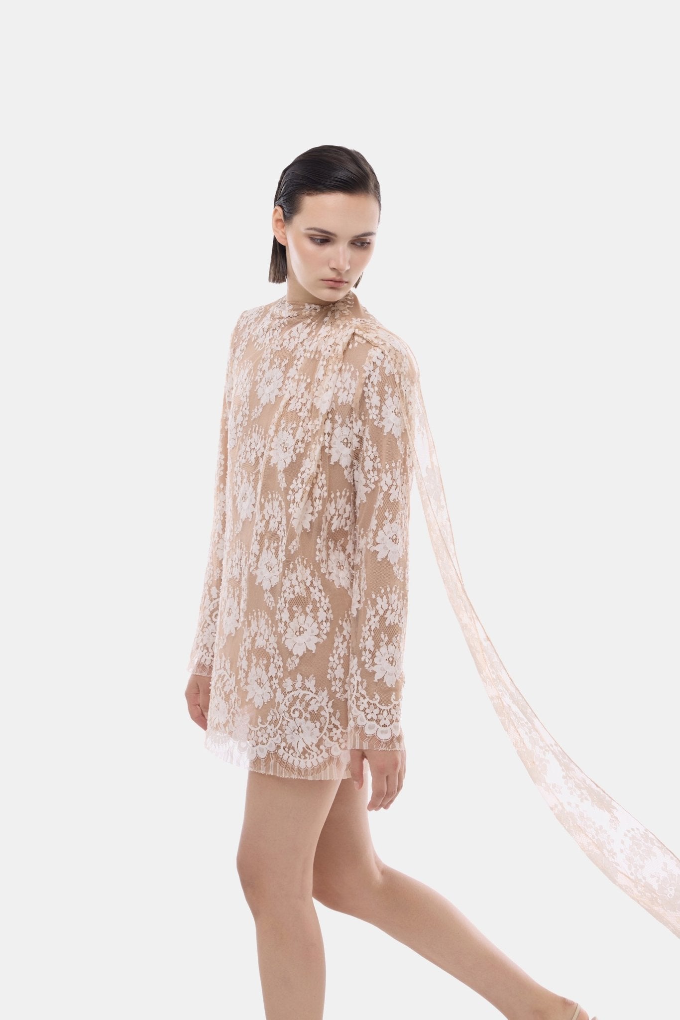 Nude Back Bow Neck Dress - Montsand