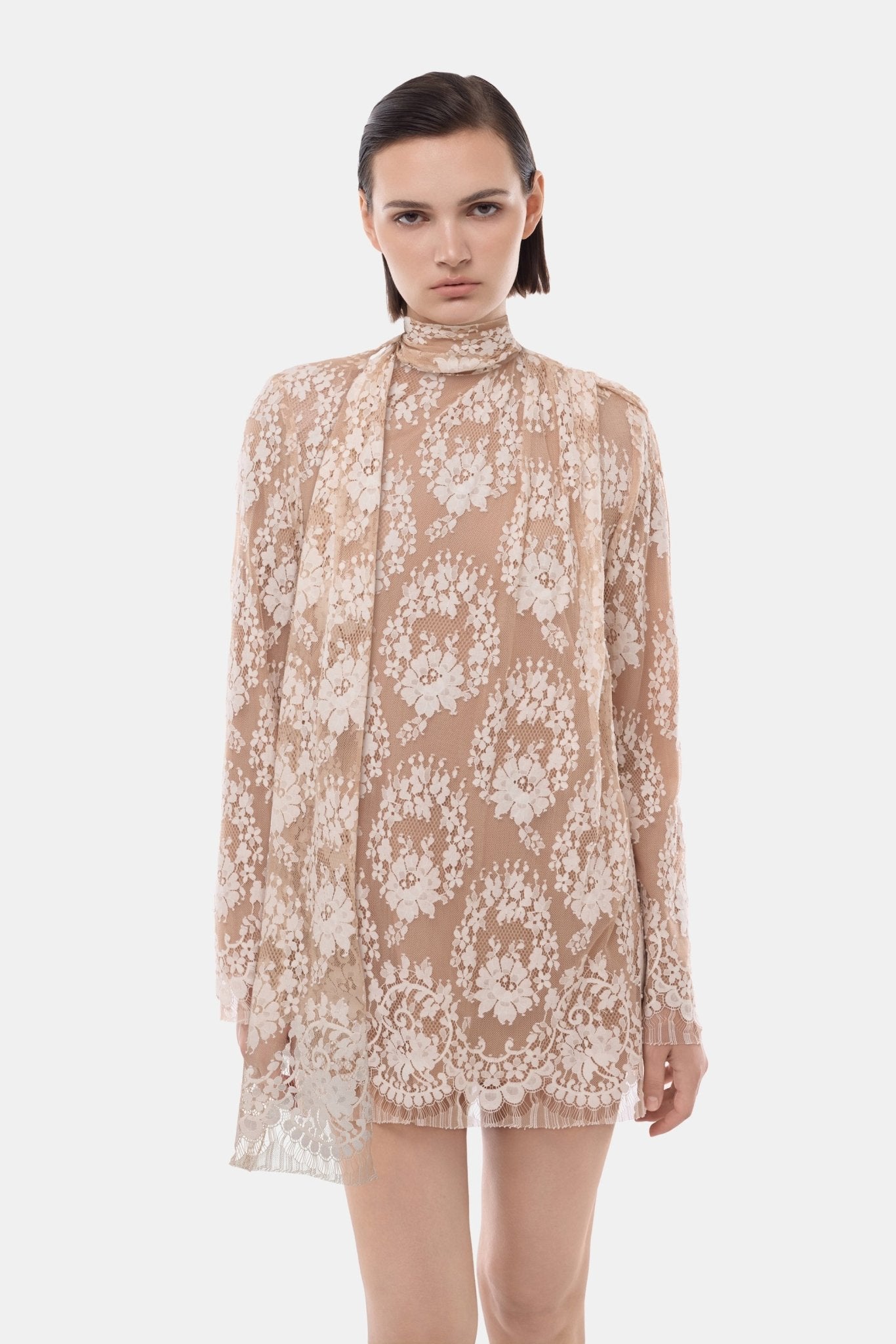 Nude Back Bow Neck Dress - Montsand