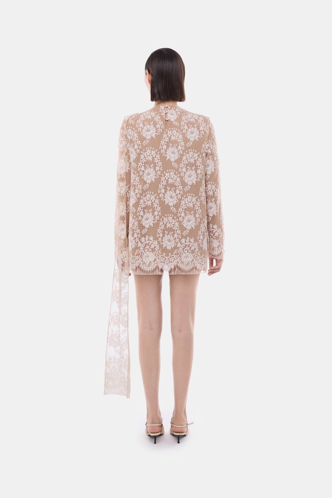 Nude Back Bow Neck Dress - Montsand