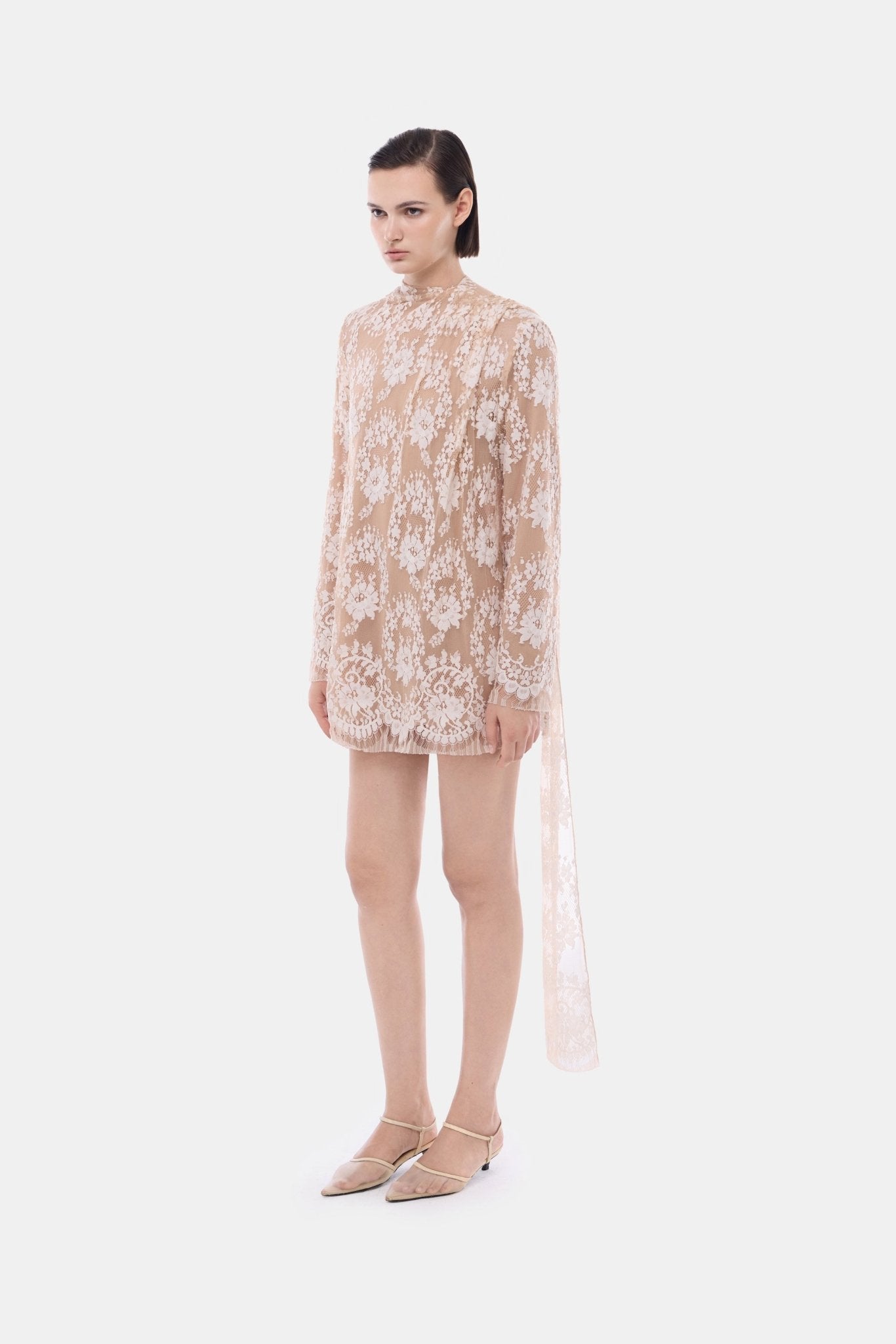 Nude Back Bow Neck Dress - Montsand