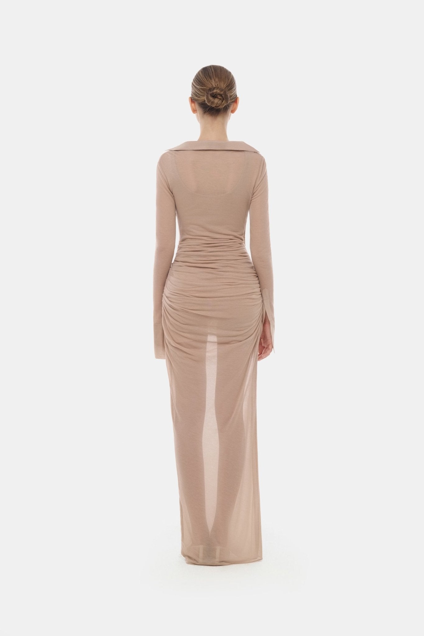 Nude Draped Ruched Jersey Dress - Montsand