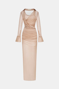 Nude Draped Ruched Jersey Dress - Montsand