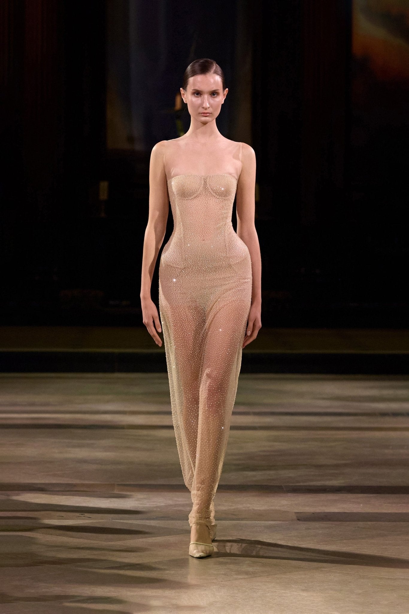 Nude Embellished Dress - Montsand