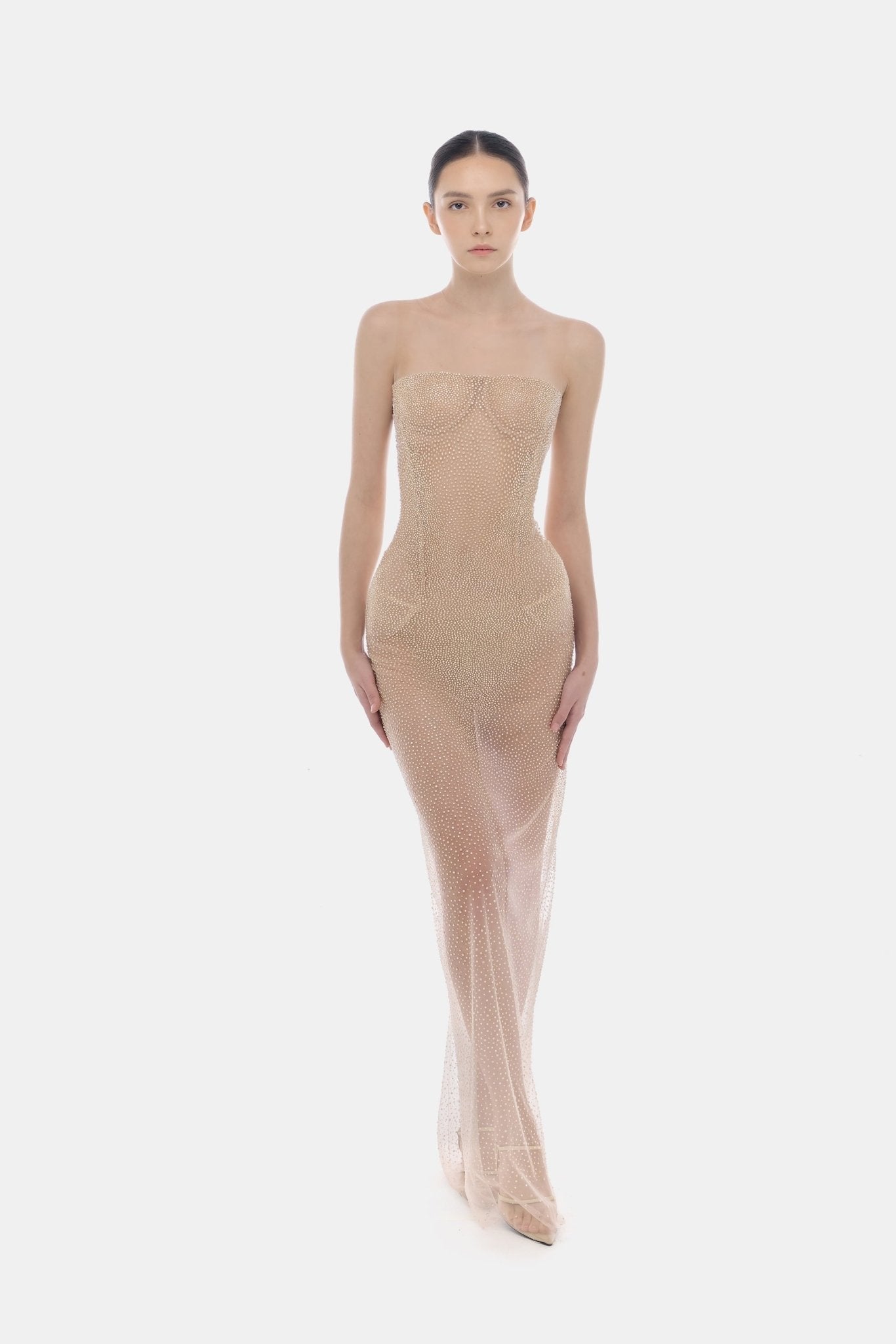 Nude Embellished Dress - Montsand