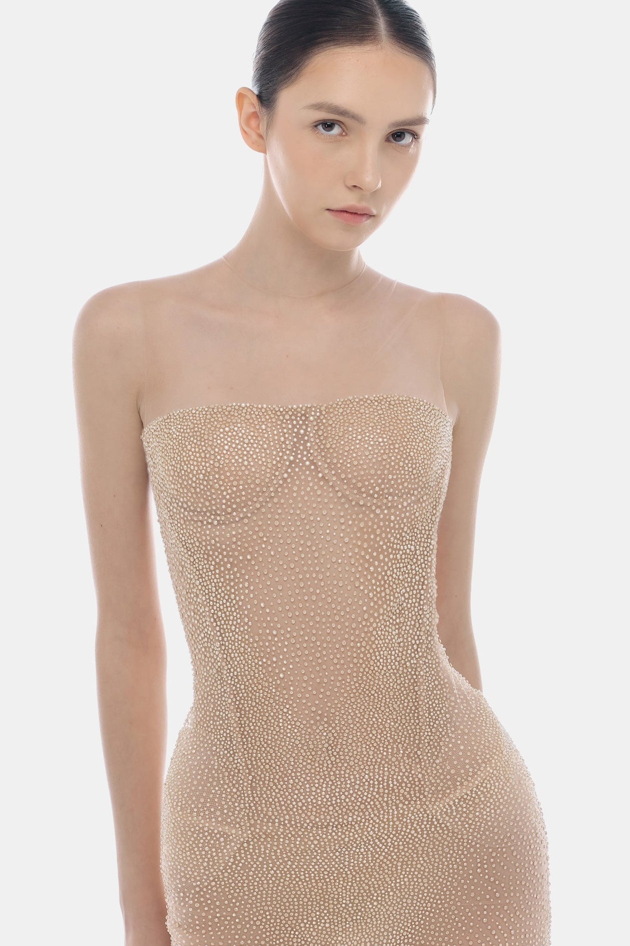 Nude Embellished Dress - Montsand