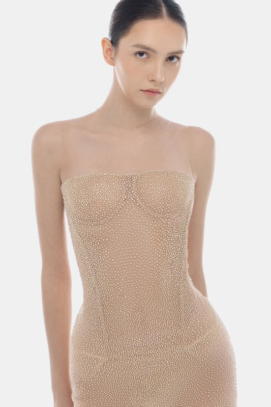 Nude Embellished Dress - Montsand