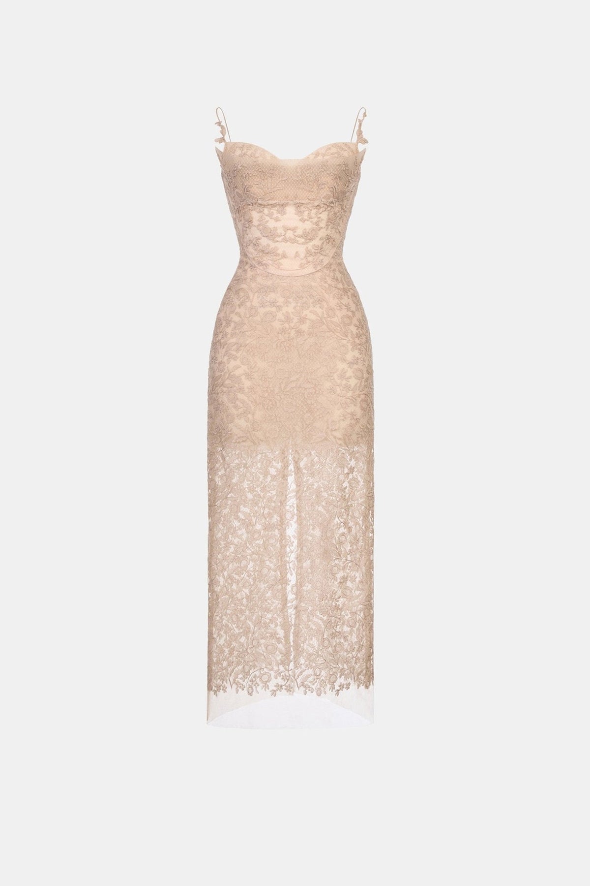 Nude Lace Midi Dress - Montsand