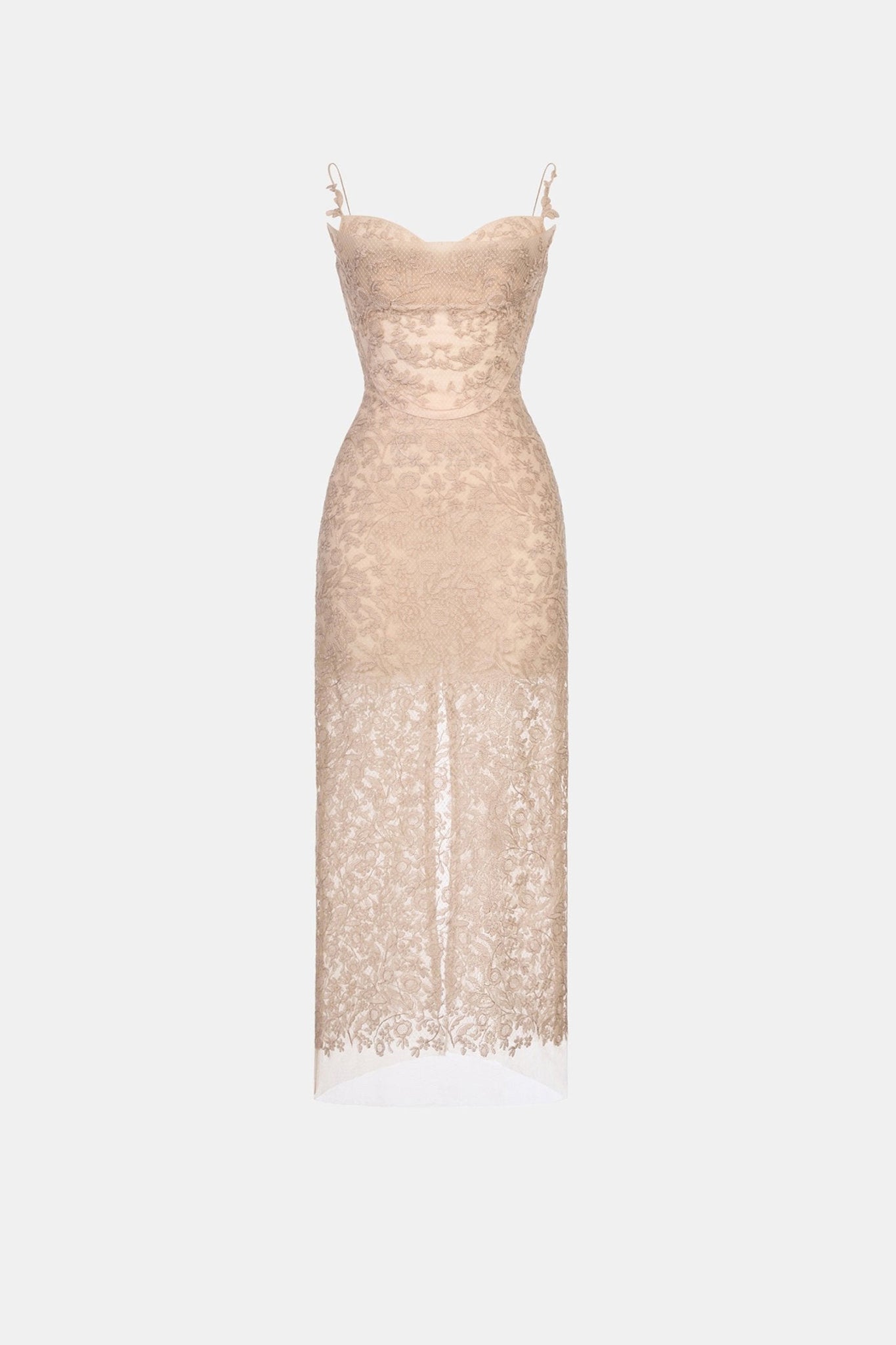 Nude Lace Midi Dress - Montsand