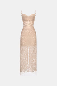 Nude Lace Midi Dress - Montsand