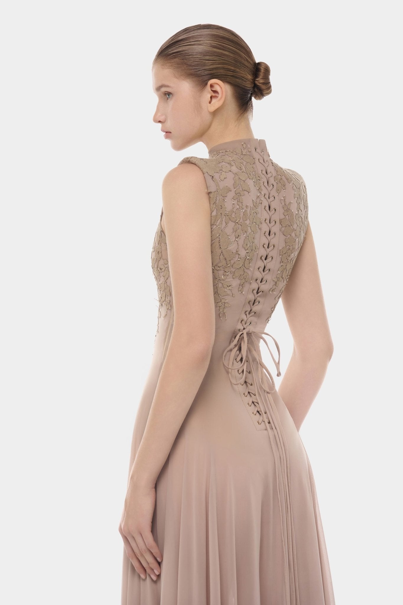 Nude Sleeveless Jacquard Maxi Dress - Montsand