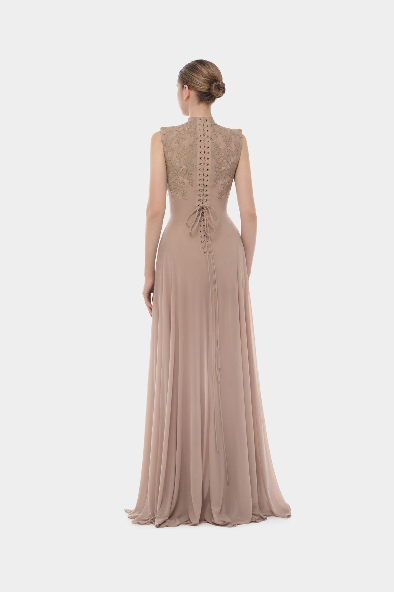 Nude Sleeveless Jacquard Maxi Dress - Montsand