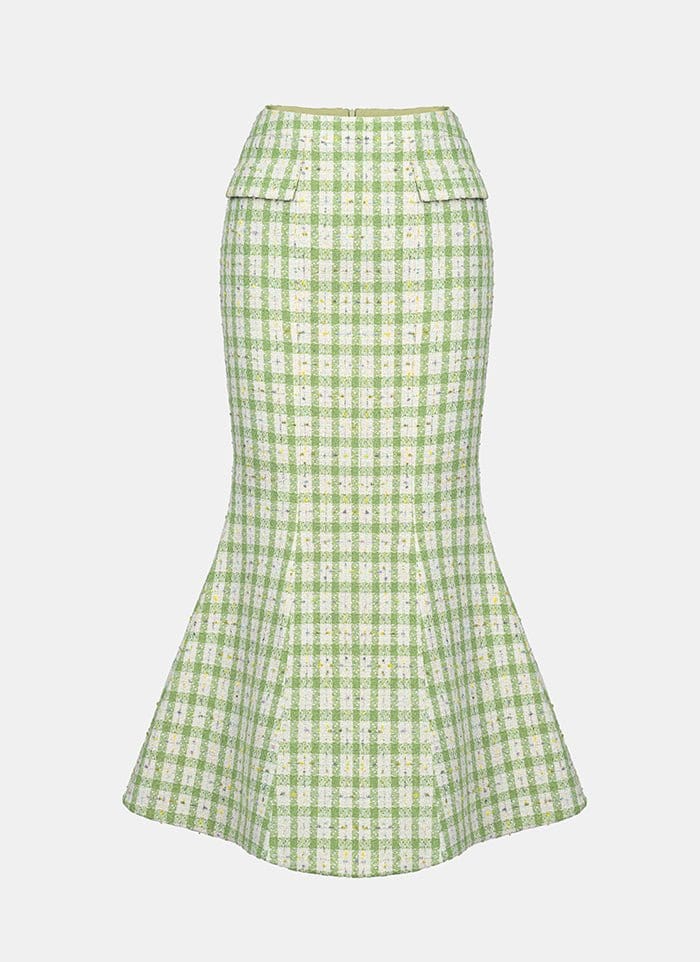 Olive Gingham Mermaid Skirt - Montsand