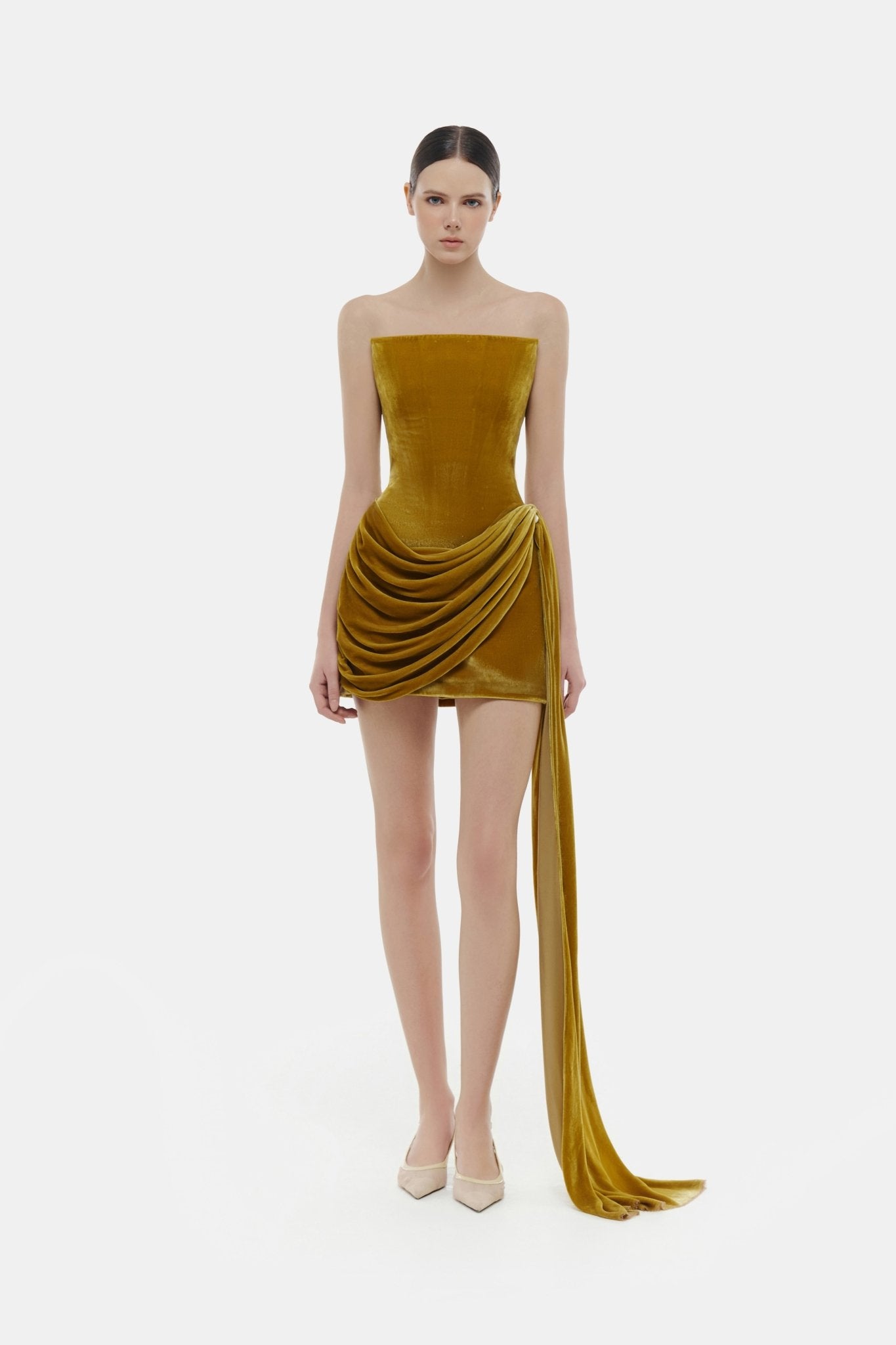 Olive Velvet Mini Dress - Montsand