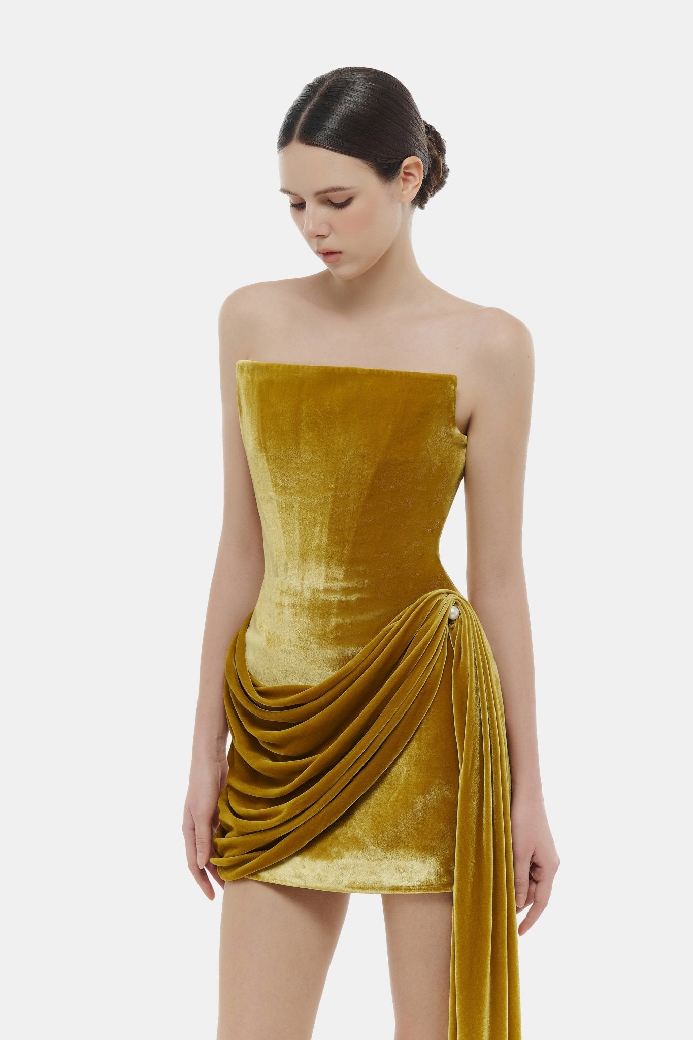 Olive Velvet Mini Dress - Montsand