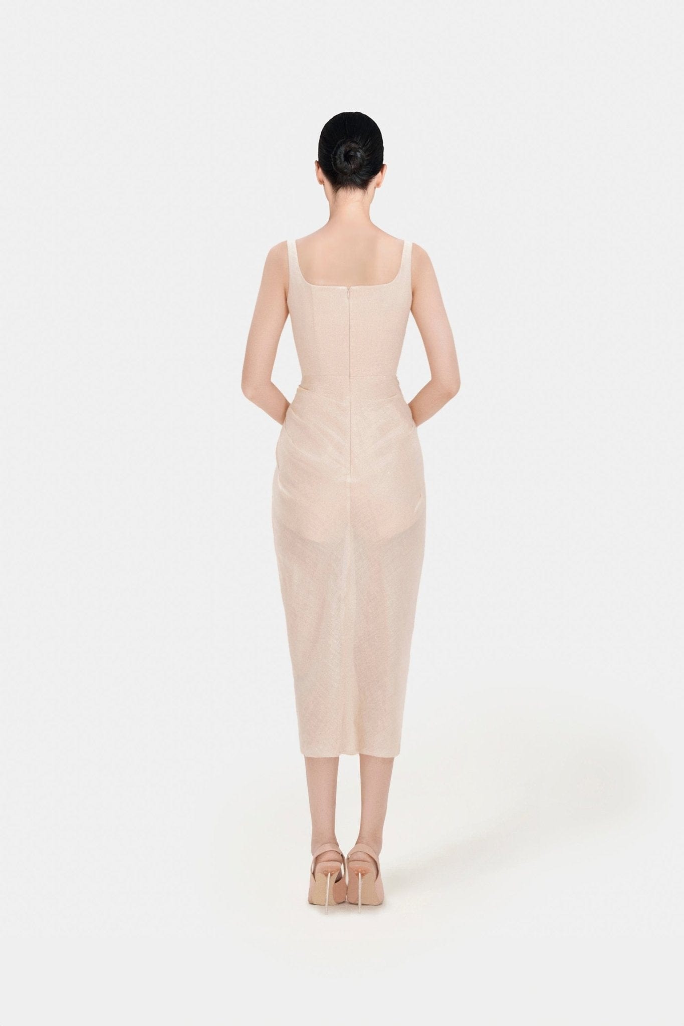 Organza Linen Draped Dress - Montsand