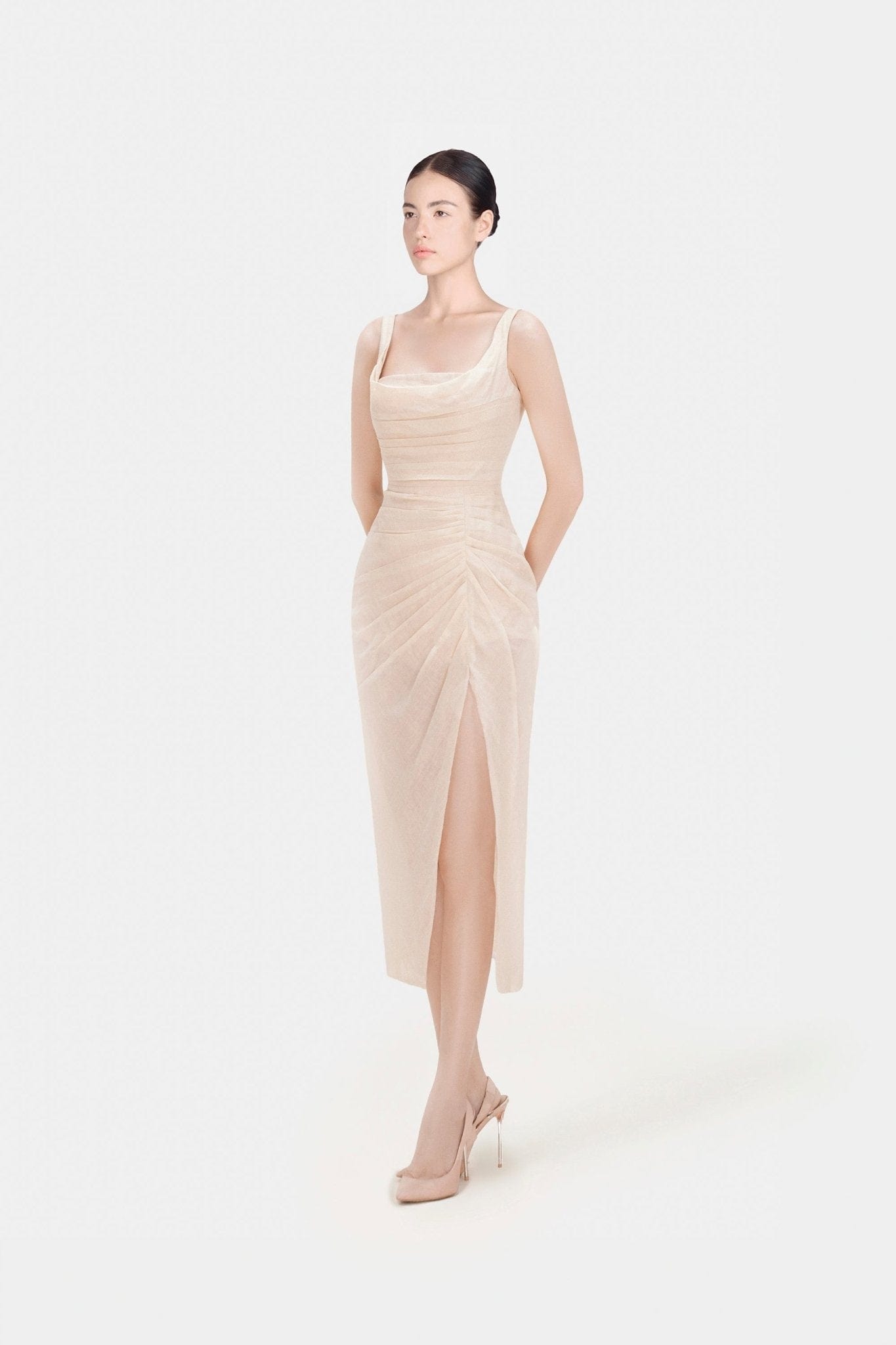 Organza Linen Draped Dress - Montsand