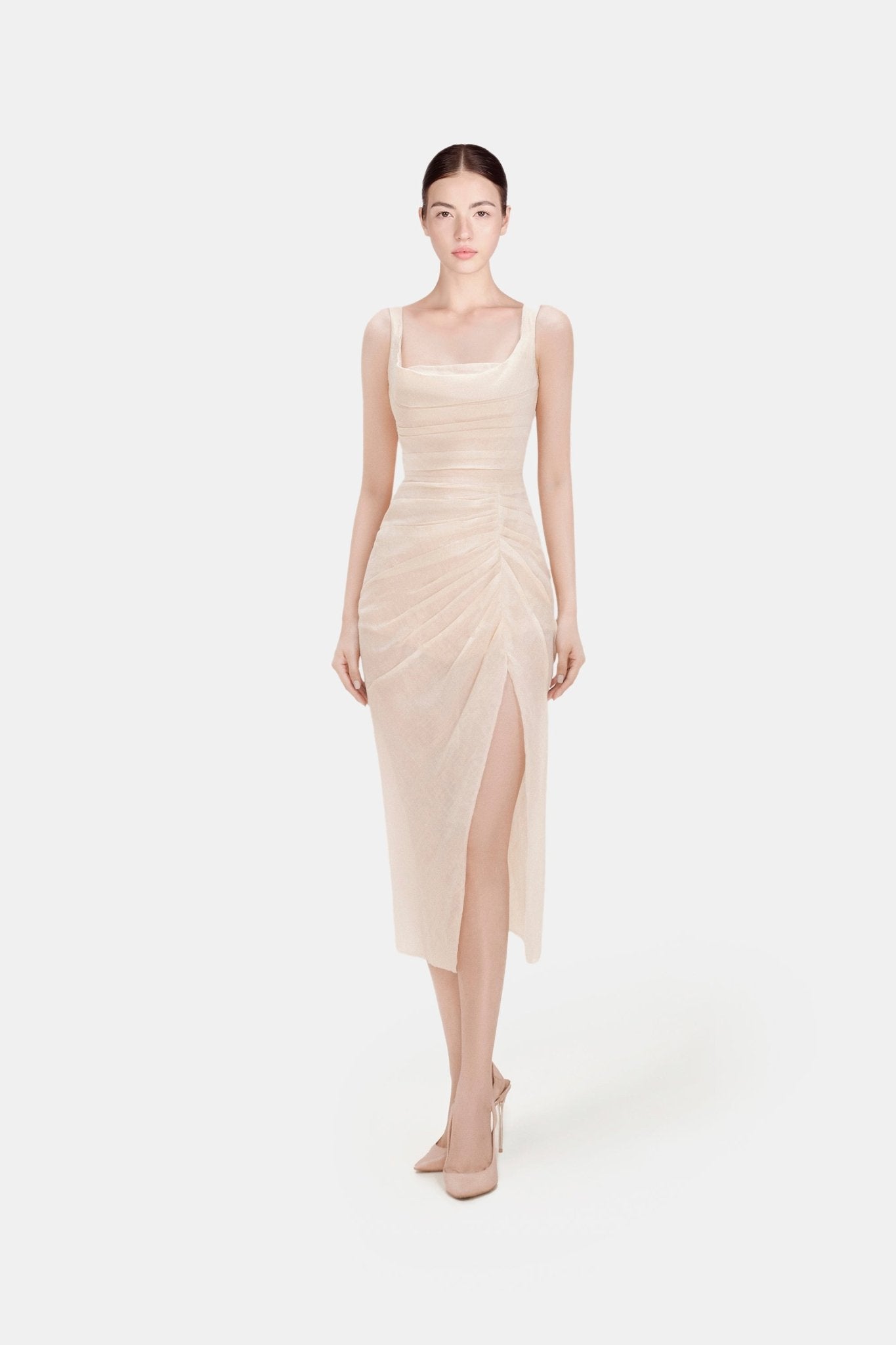 Organza Linen Draped Dress - Montsand