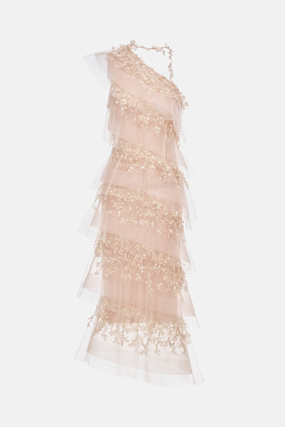 Pastel Asymmetrical Shoulder Midi Dress - Montsand