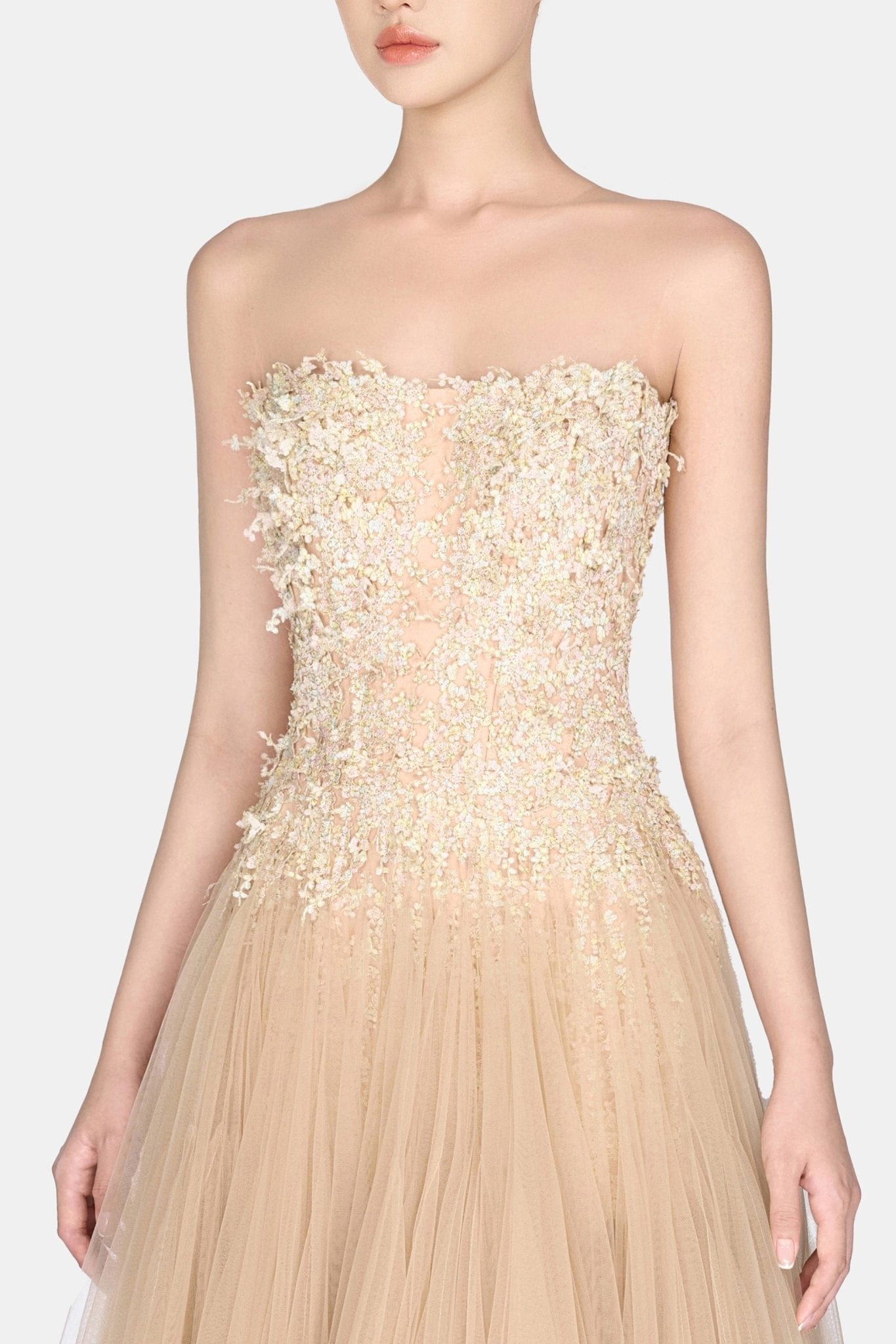 Pastel Beaded Lace Midi Dress - Montsand