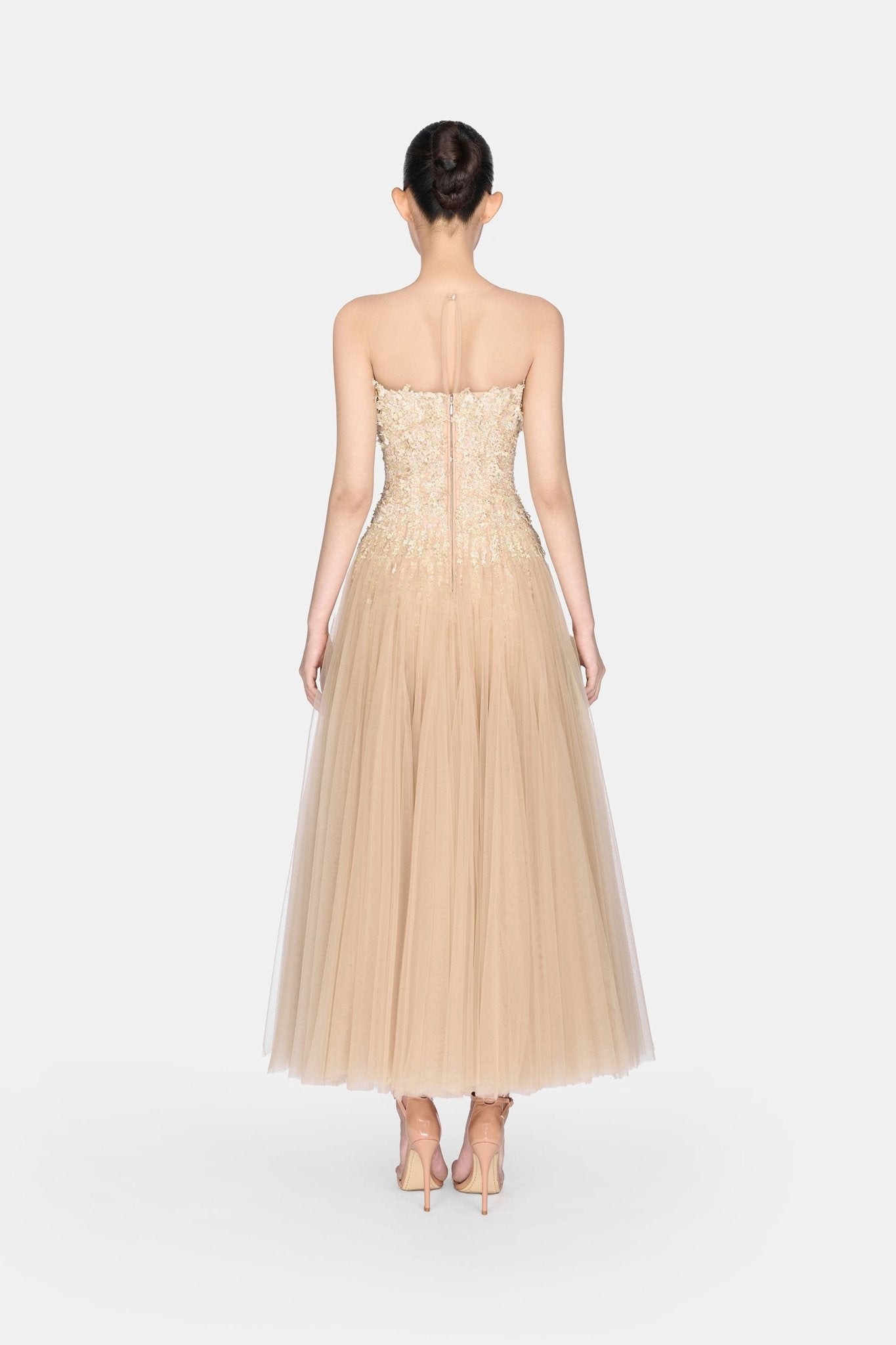 Pastel Beaded Lace Midi Dress - Montsand