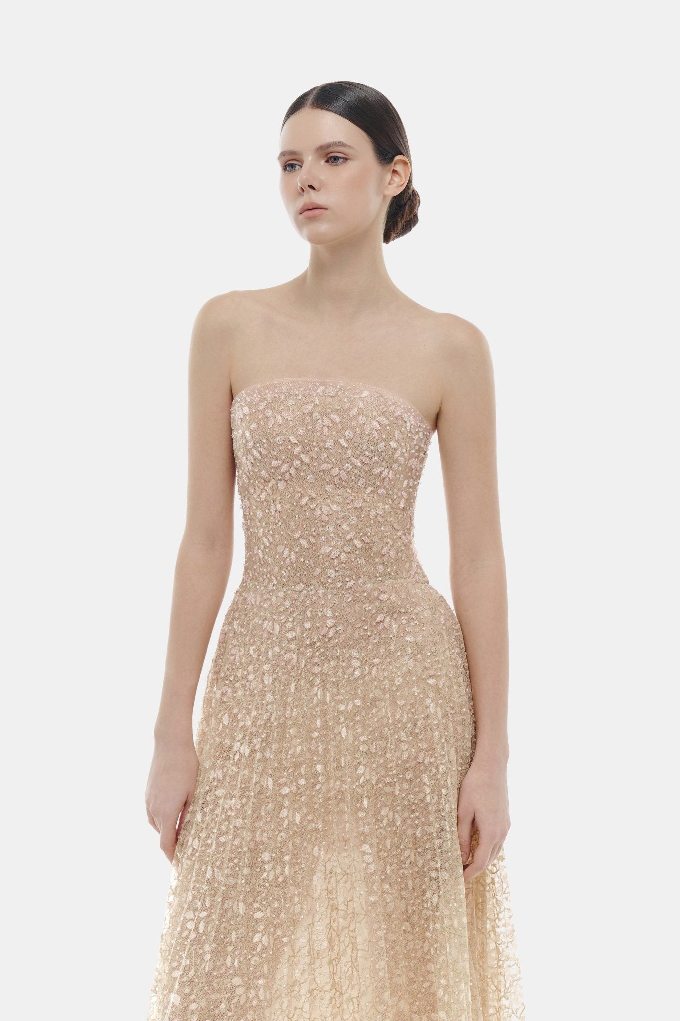 Pastel Crystal Beaded Maxi Dress S Pastel Crystal Beaded Maxi Dress S
