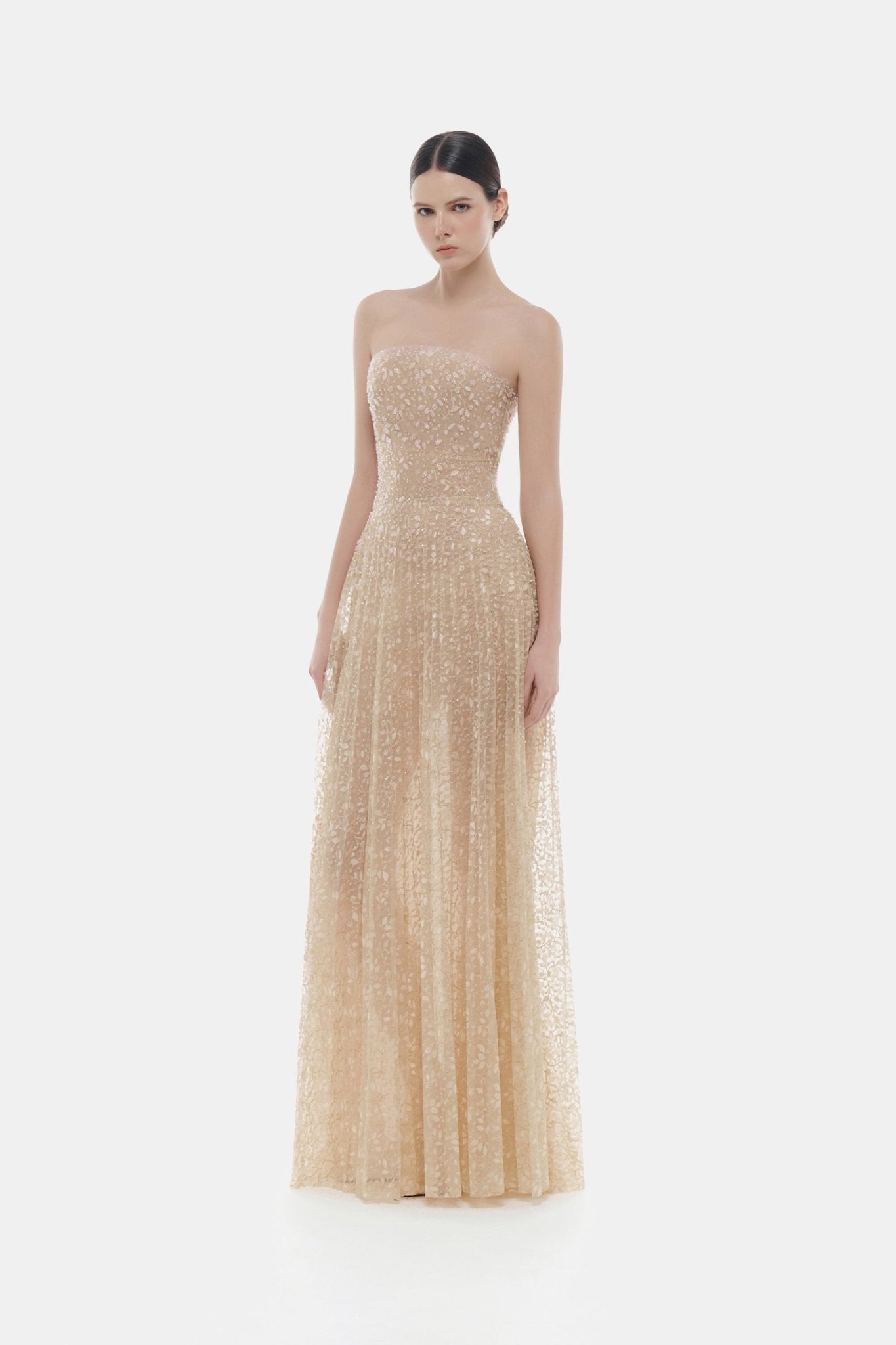 Pastel Crystal Beaded Maxi Dress S Pastel Crystal Beaded Maxi Dress S