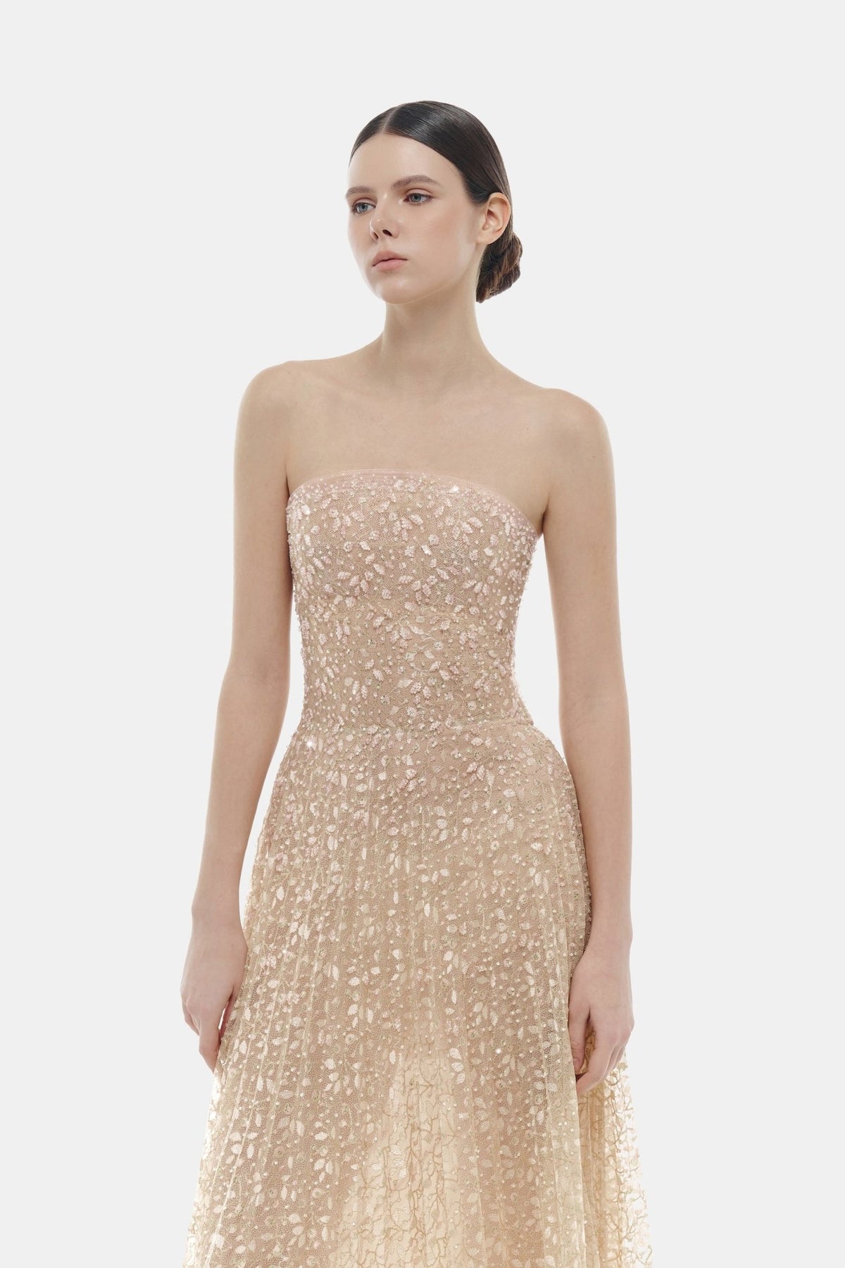 Pastel Crystal Beaded Maxi Dress - Montsand