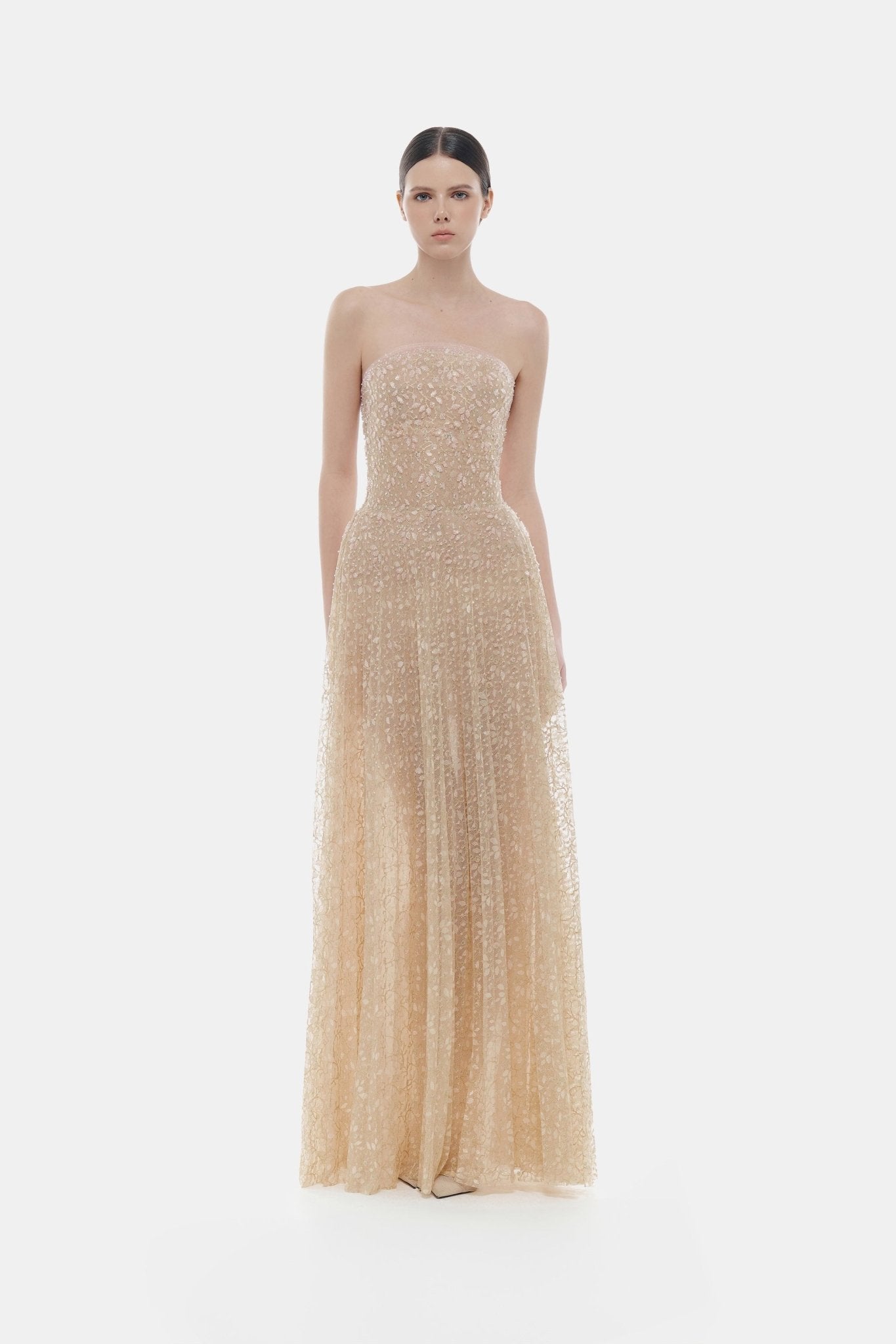 Pastel Crystal Beaded Maxi Dress S