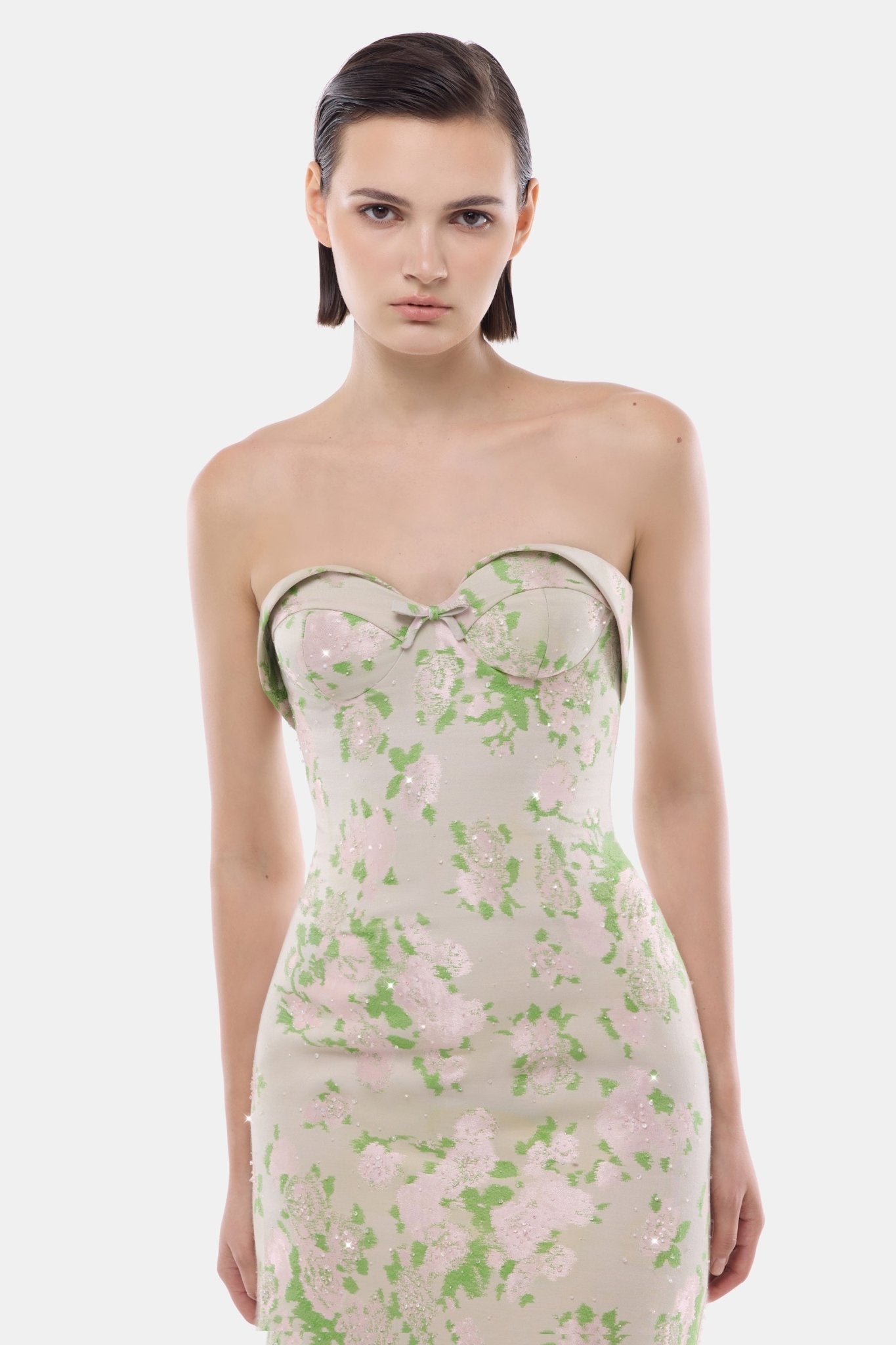 Pastel Floral Corsetry Tube Midi Dress - Montsand