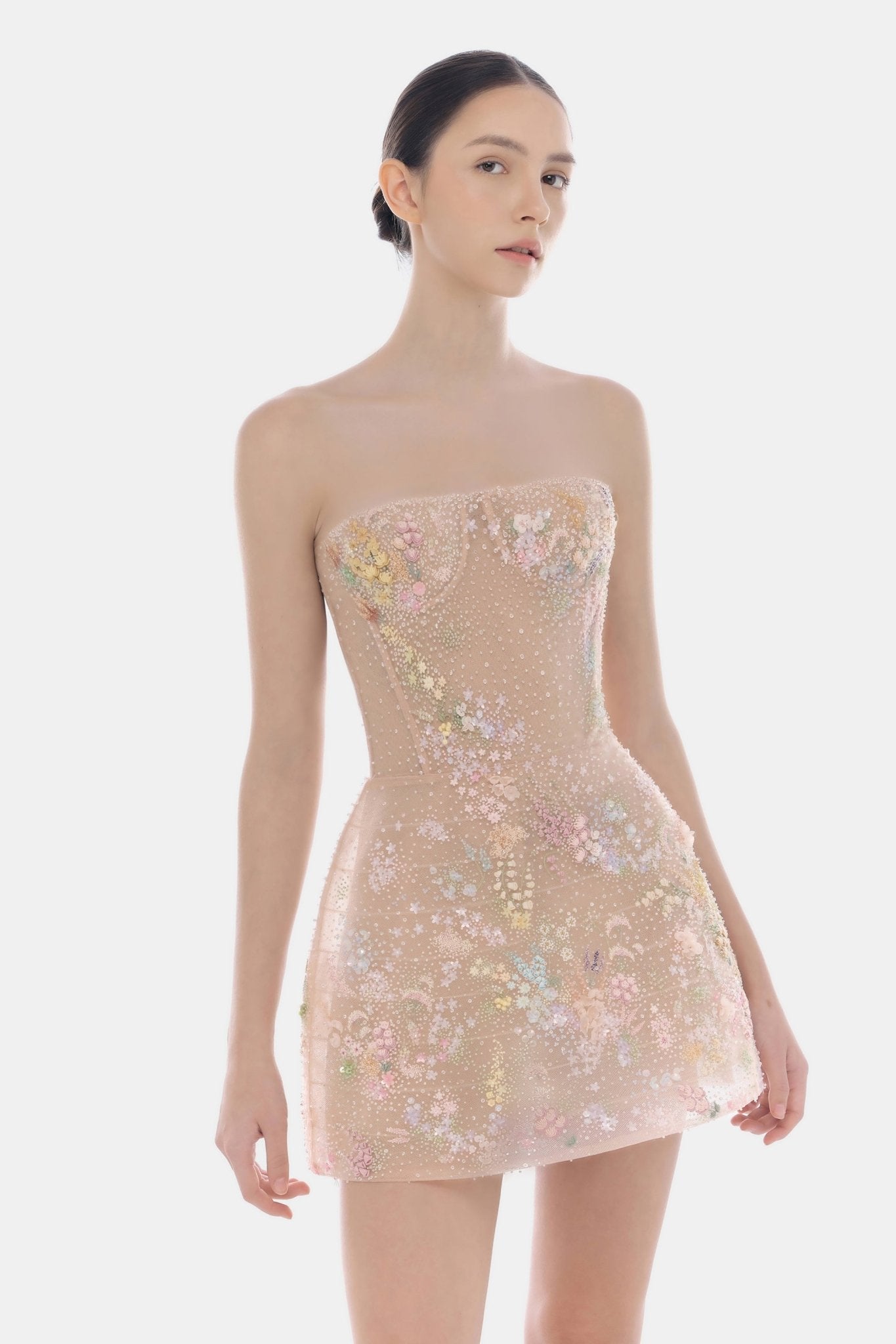 Pastel Mini Flower Embellished Dress - Montsand