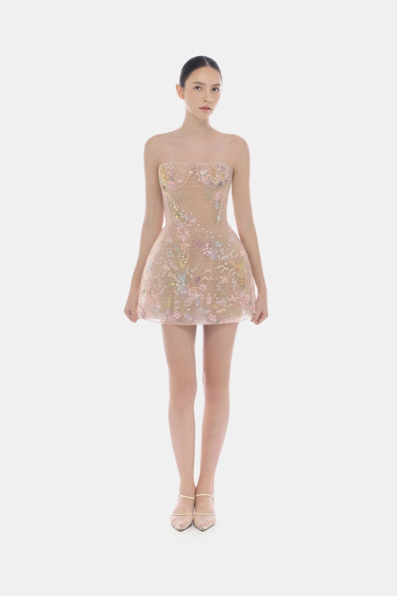 Pastel Mini Flower Embellished Dress - Montsand