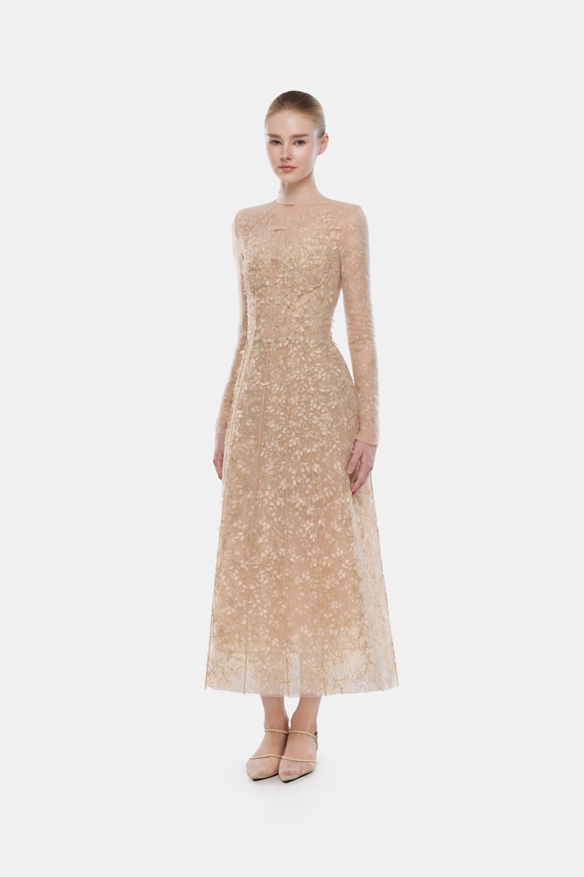 Pastel Mockneck Long Sleeve Midi Dress - Montsand